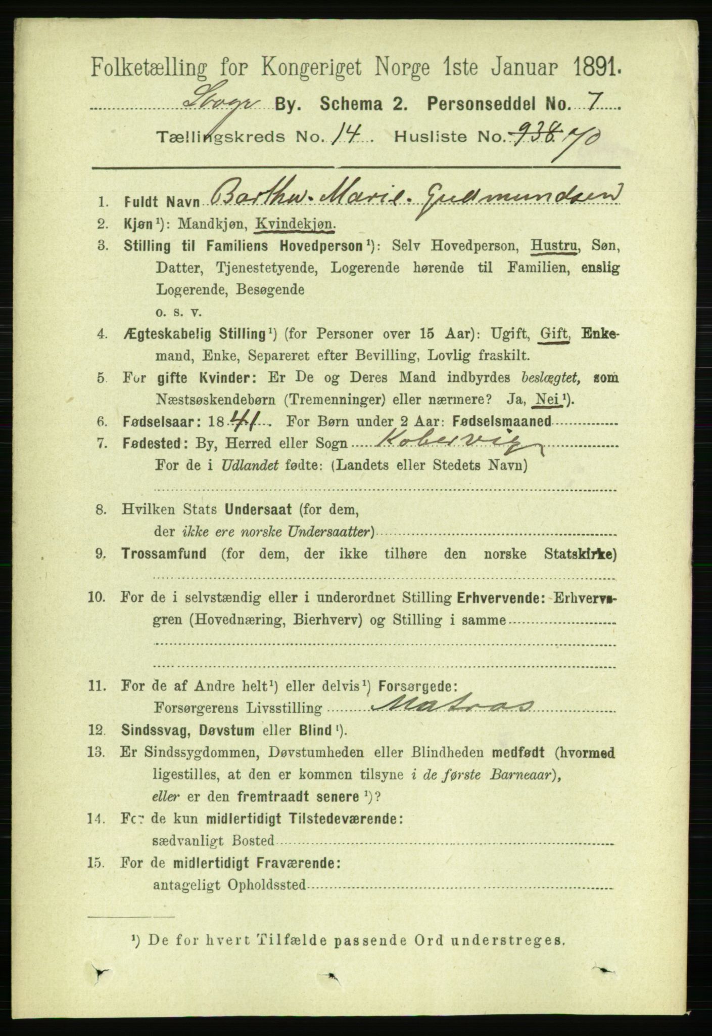 RA, 1891 census for 1103 Stavanger, 1891, p. 17598