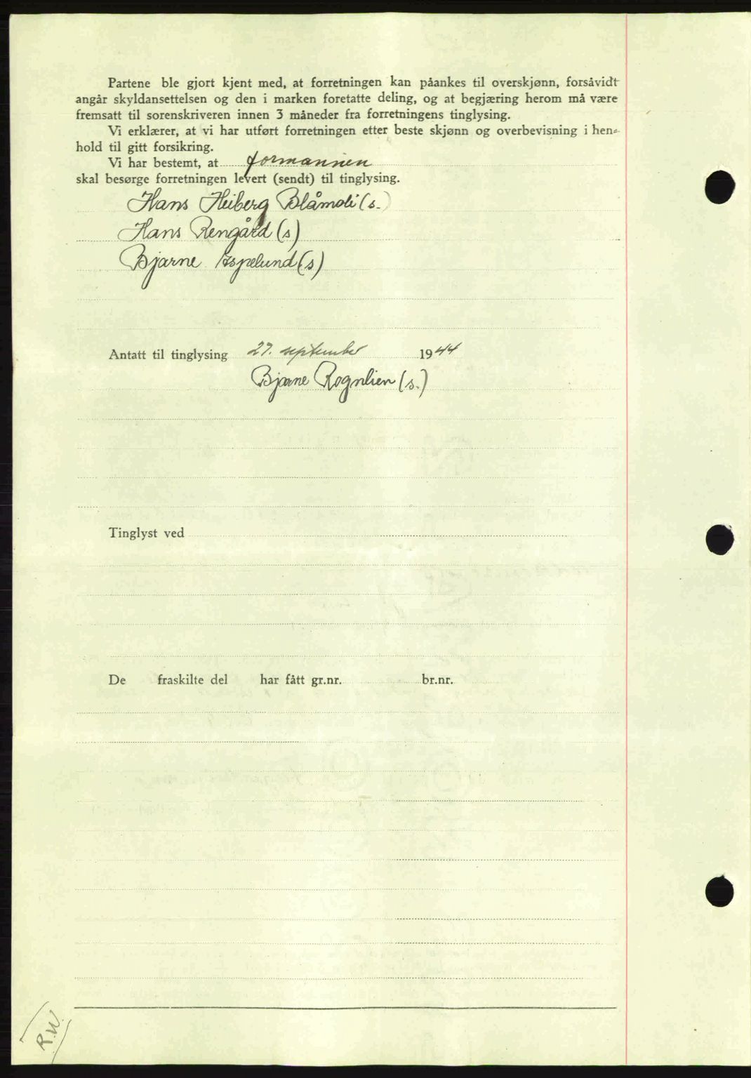 Salten sorenskriveri, SAT/A-4578/1/2/2C: Mortgage book no. A14-15, 1943-1945, Diary no: : 2193/1944