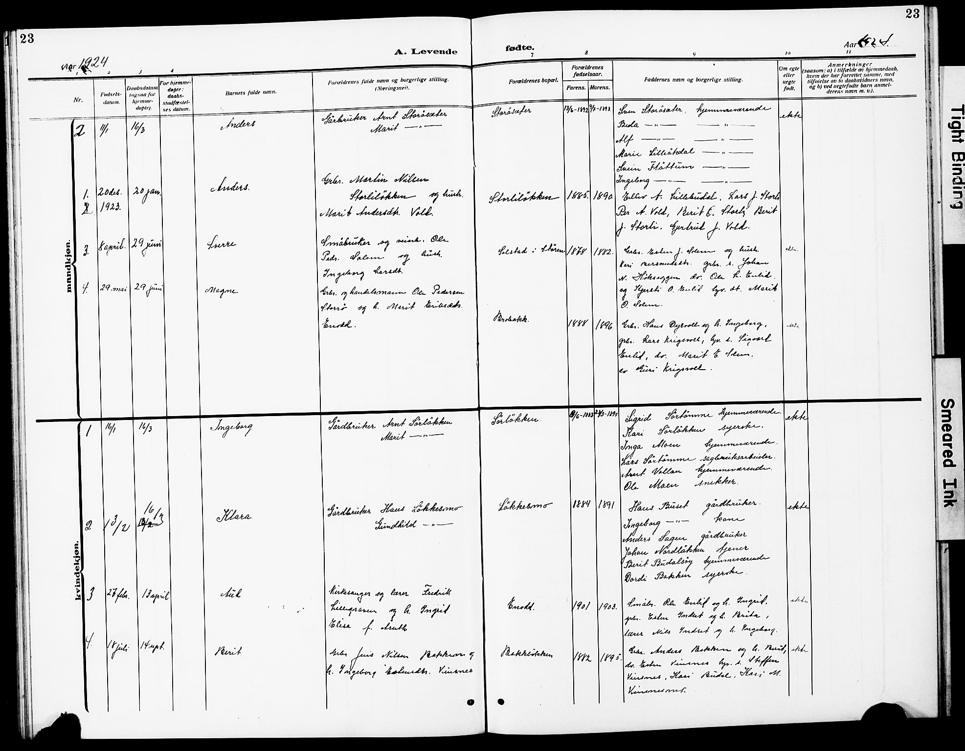 Ministerialprotokoller, klokkerbøker og fødselsregistre - Sør-Trøndelag, SAT/A-1456/690/L1052: Parish register (copy) no. 690C02, 1907-1929, p. 23