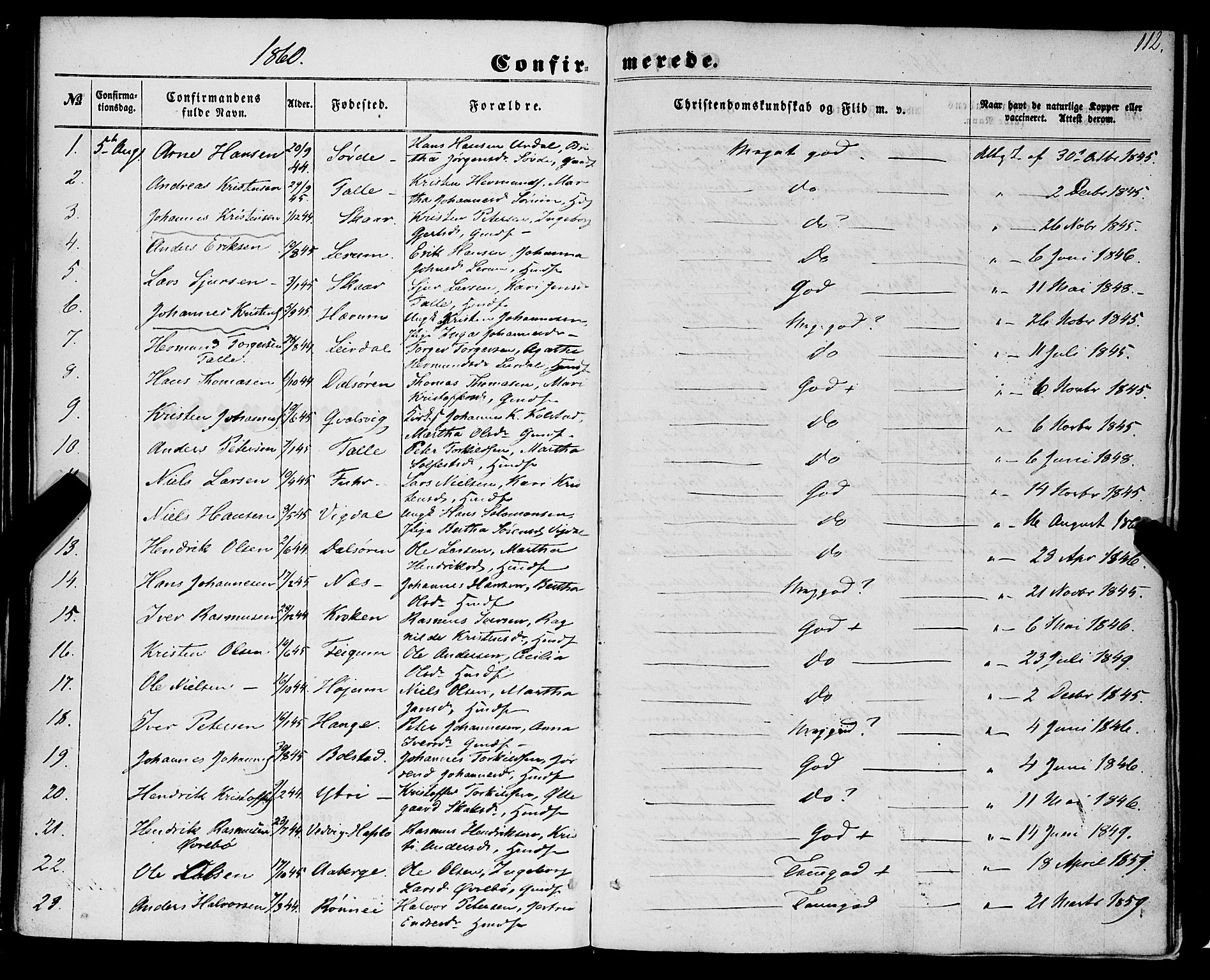 Luster sokneprestembete, SAB/A-81101/H/Haa/Haaa/L0008: Parish register (official) no. A 8, 1860-1870, p. 112
