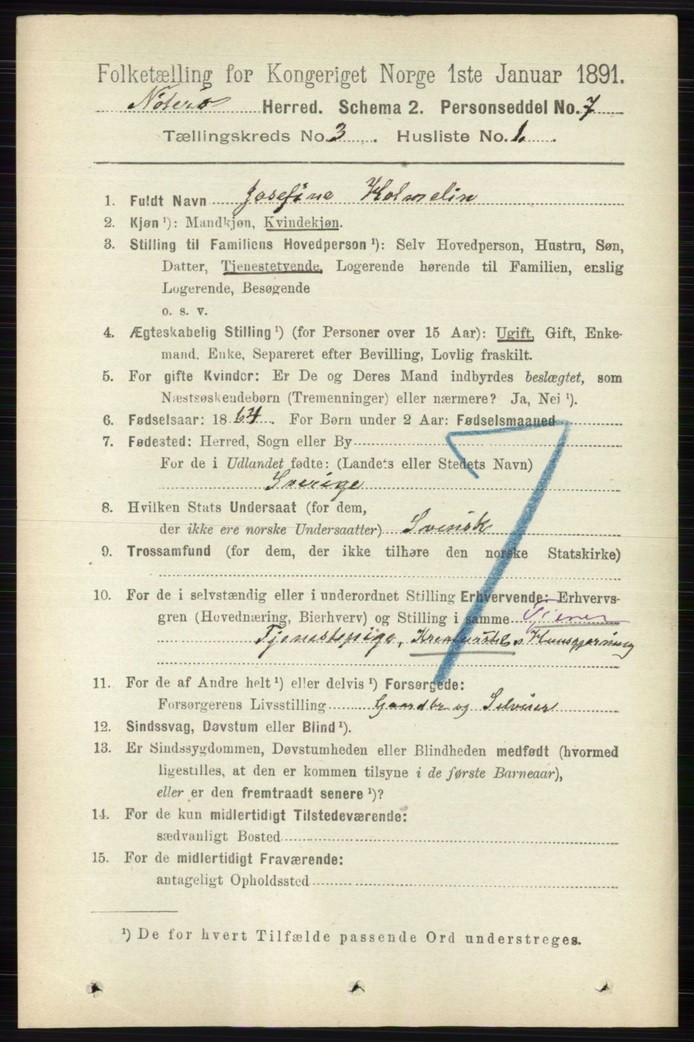 RA, 1891 census for 0722 Nøtterøy, 1891, p. 1548