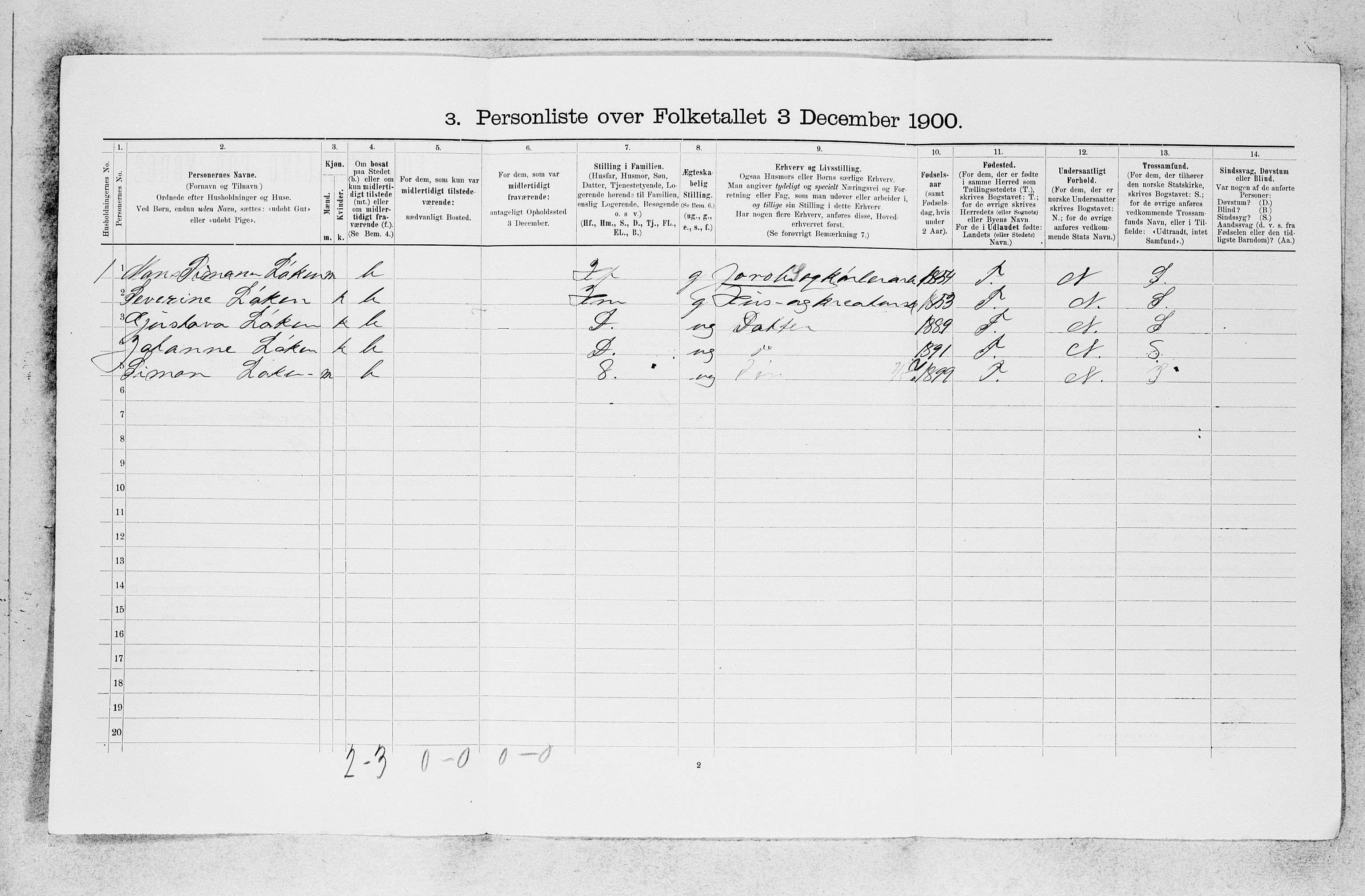 SAB, 1900 census for Indre Holmedal, 1900, p. 774