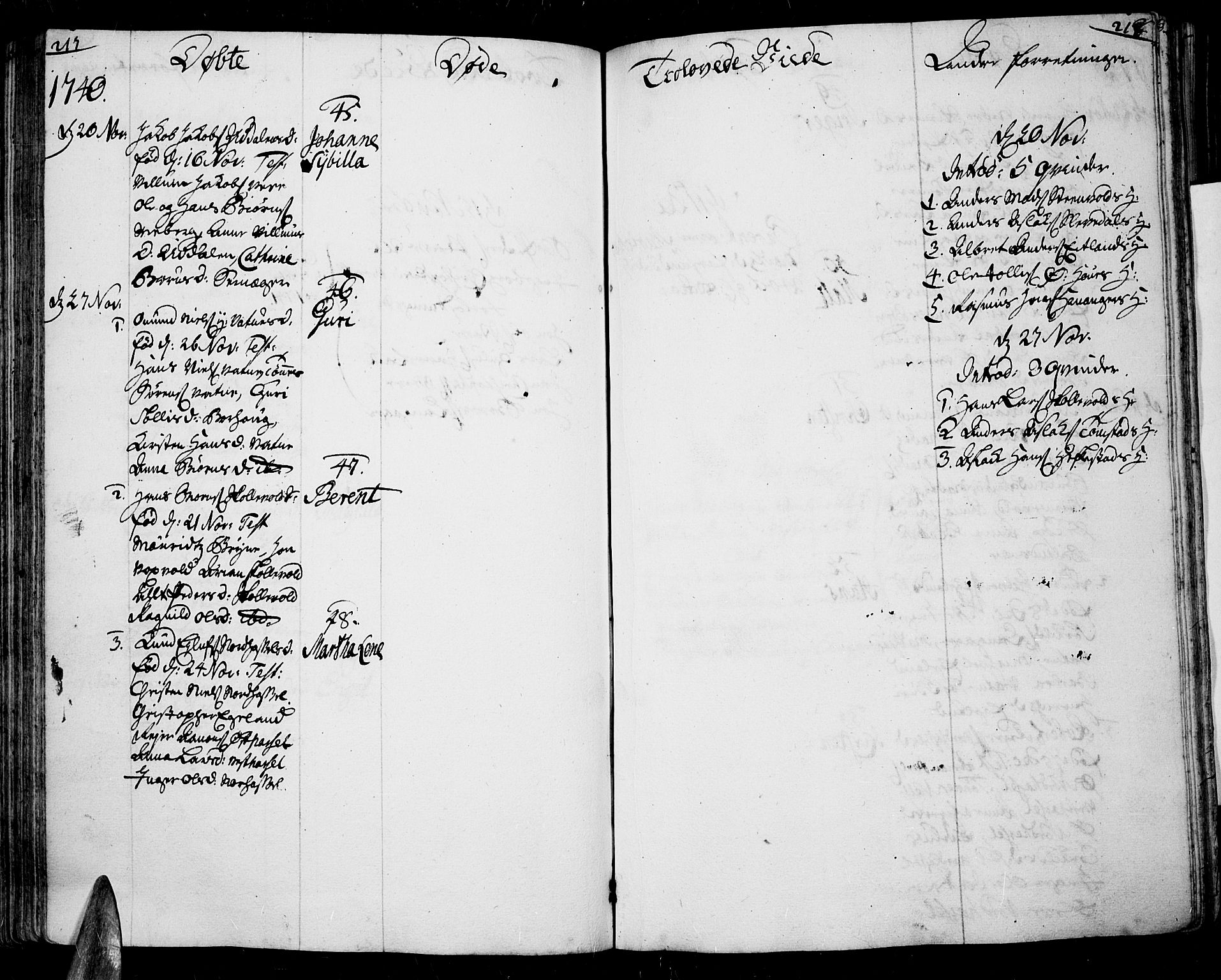 Lista sokneprestkontor, AV/SAK-1111-0027/F/Fa/L0002: Parish register (official) no. A 2 /1, 1726-1742, p. 217-218