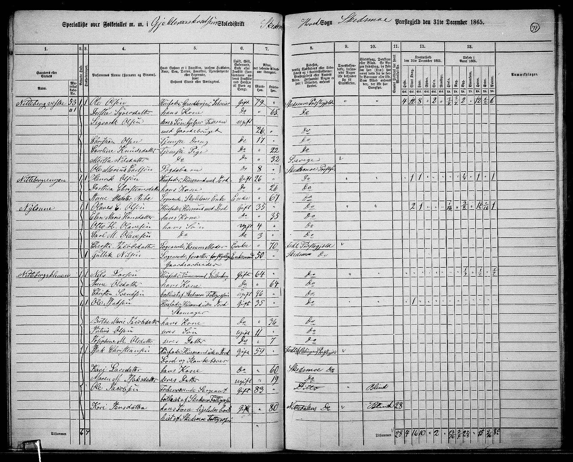 RA, 1865 census for Skedsmo, 1865, p. 63