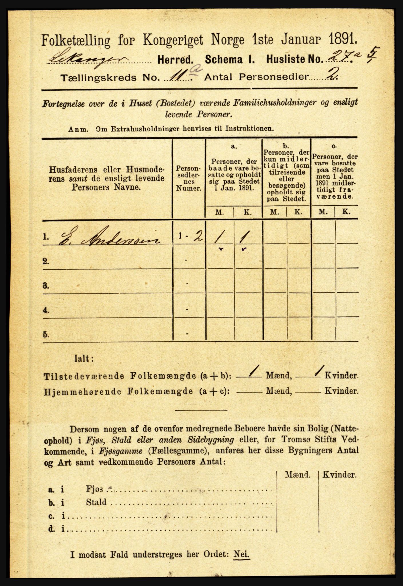 RA, 1891 census for 1419 Leikanger, 1891, p. 1966