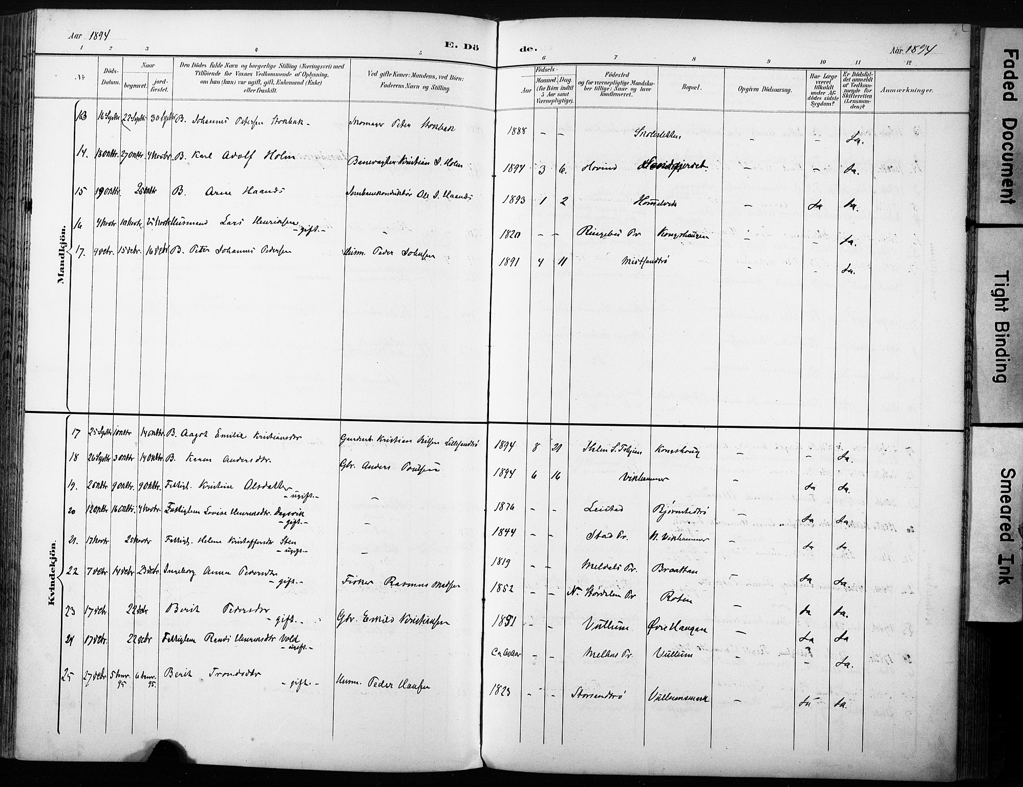 Ministerialprotokoller, klokkerbøker og fødselsregistre - Sør-Trøndelag, SAT/A-1456/616/L0411: Parish register (official) no. 616A08, 1894-1906