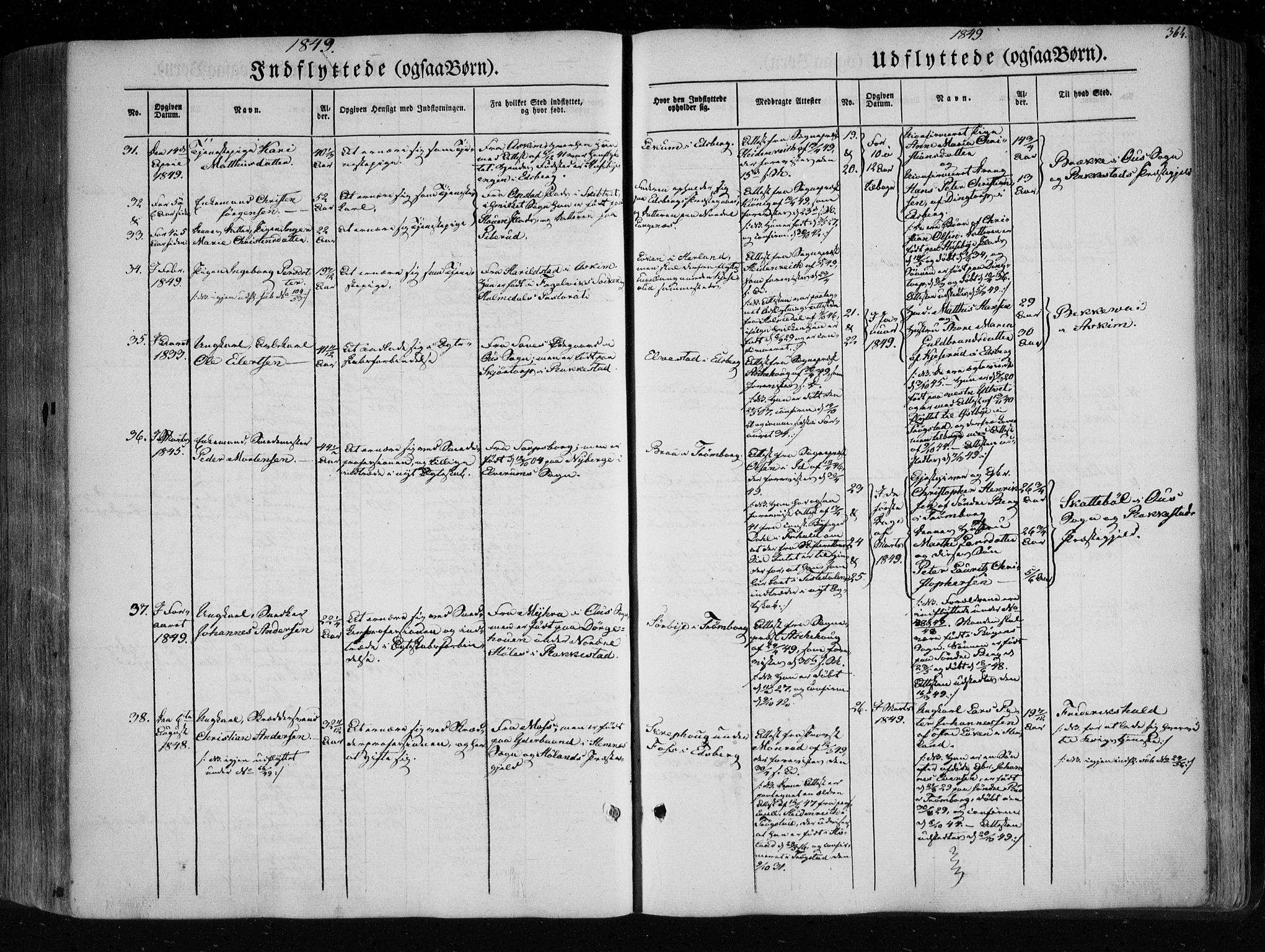 Eidsberg prestekontor Kirkebøker, AV/SAO-A-10905/F/Fa/L0009: Parish register (official) no. I 9, 1849-1856, p. 364