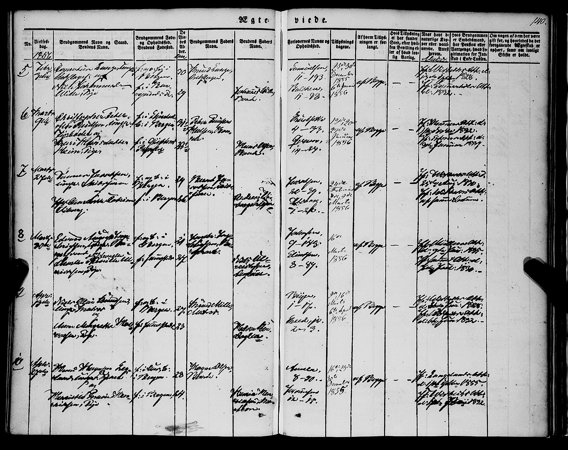 Nykirken Sokneprestembete, AV/SAB-A-77101/H/Haa/L0031: Parish register (official) no. D 1, 1834-1861, p. 140