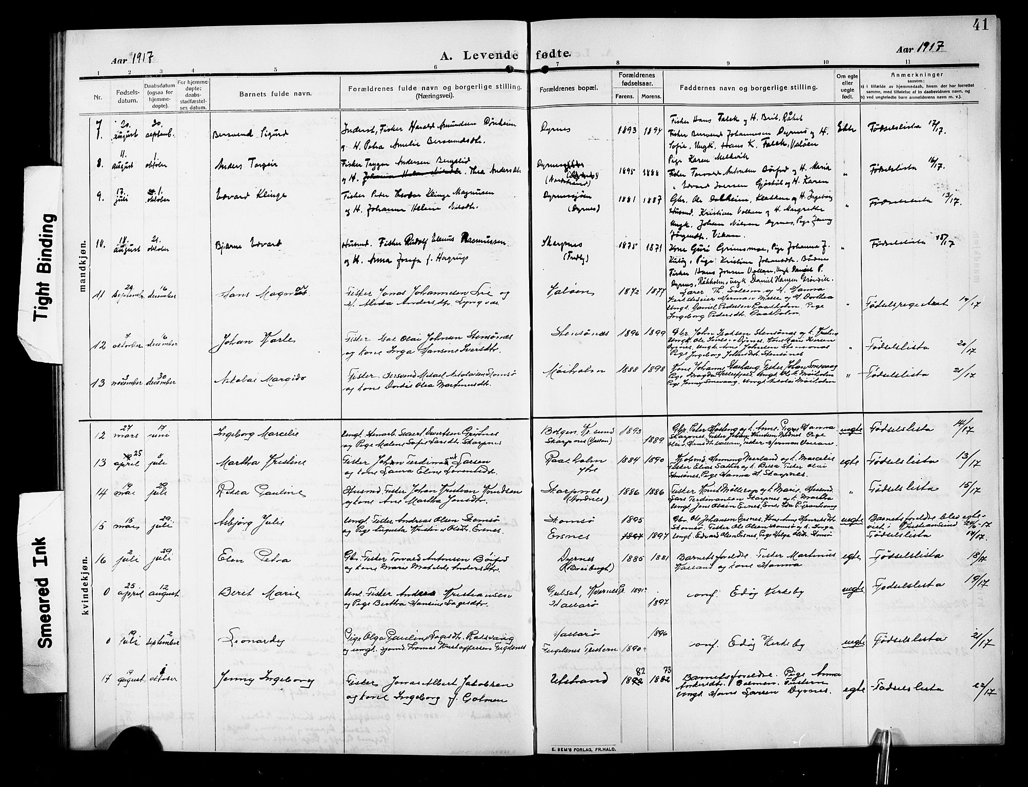 Ministerialprotokoller, klokkerbøker og fødselsregistre - Møre og Romsdal, AV/SAT-A-1454/582/L0949: Parish register (copy) no. 582C01, 1909-1925, p. 41