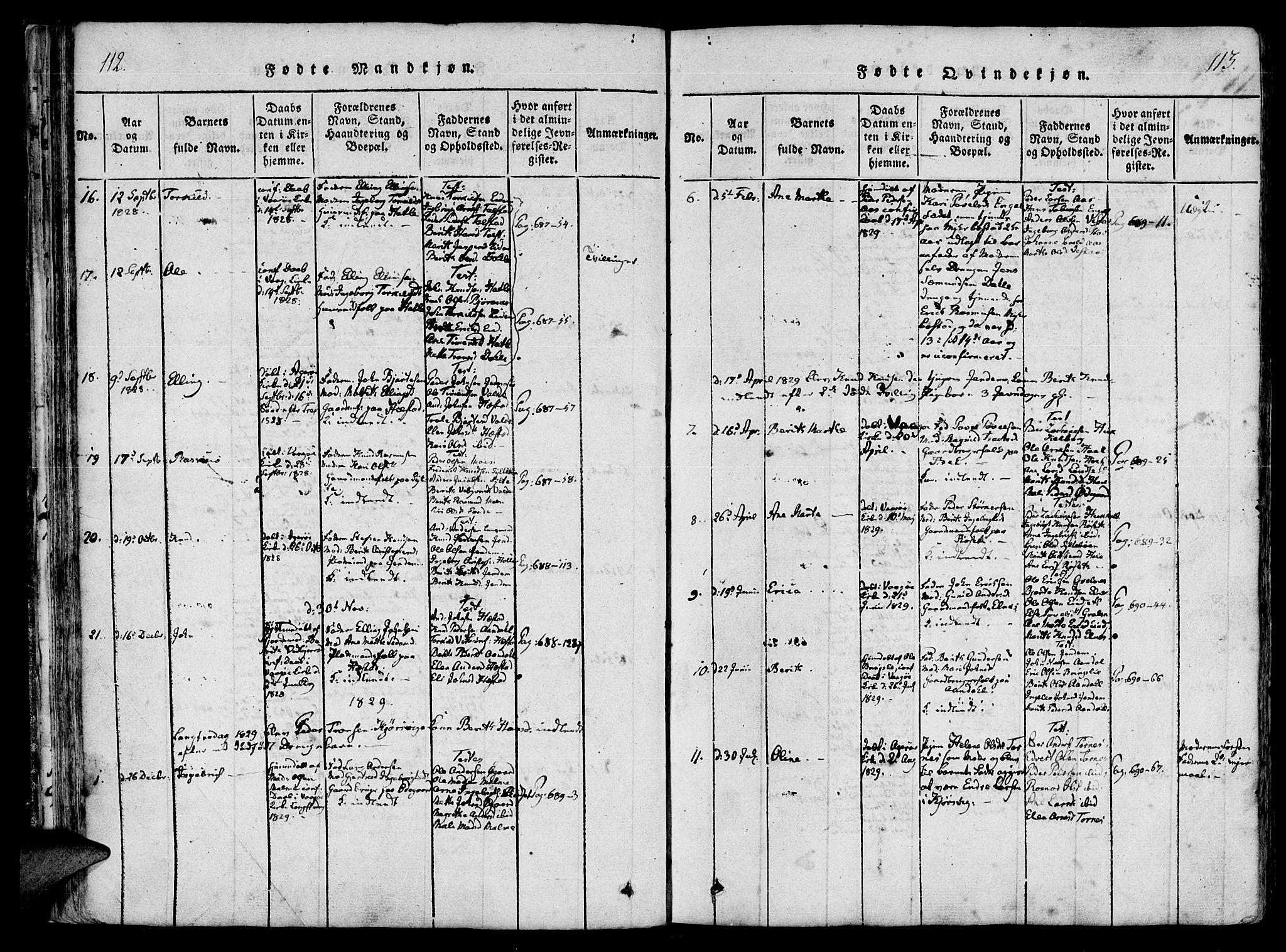 Ministerialprotokoller, klokkerbøker og fødselsregistre - Møre og Romsdal, AV/SAT-A-1454/565/L0747: Parish register (official) no. 565A01, 1817-1844, p. 112-113