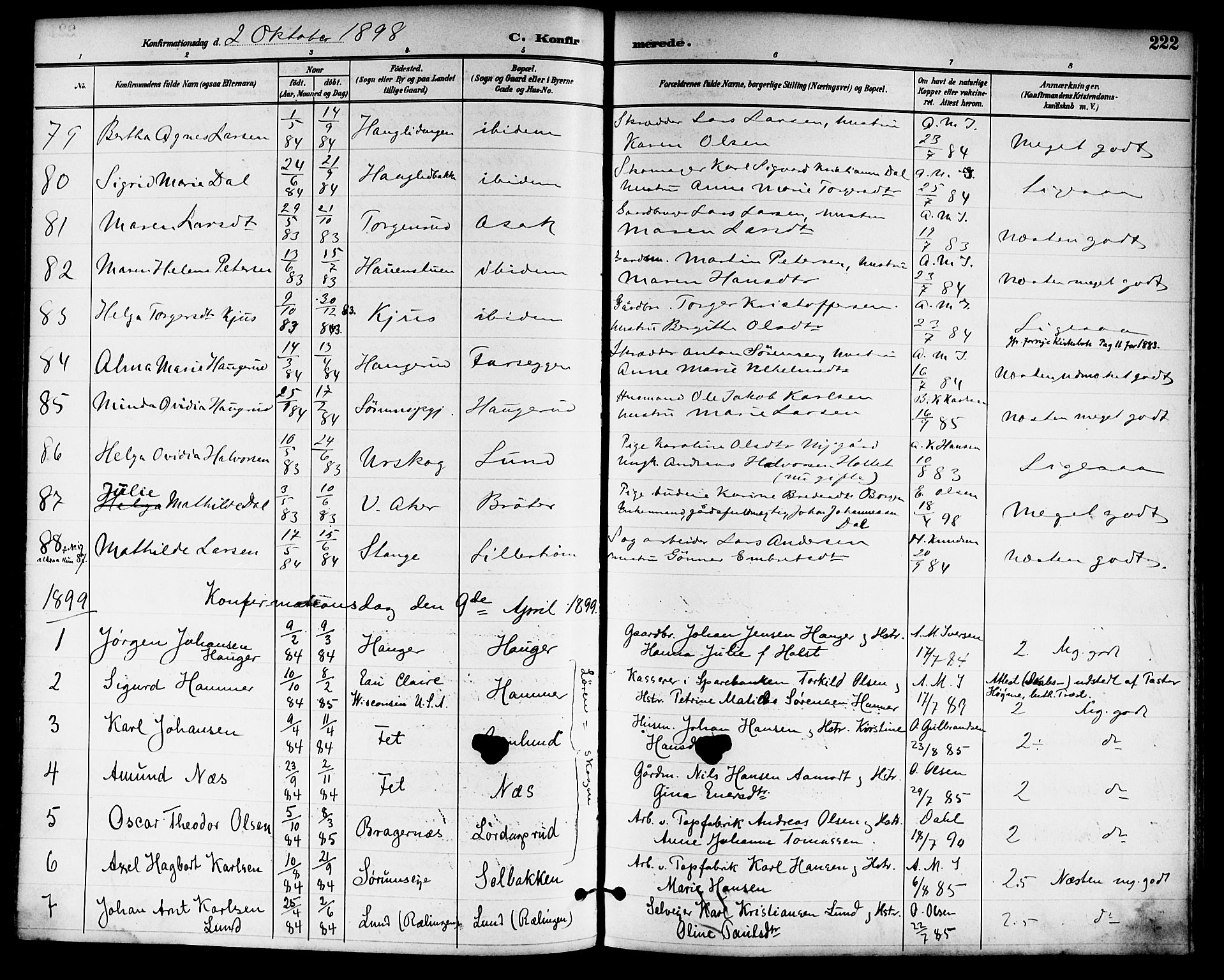 Skedsmo prestekontor Kirkebøker, SAO/A-10033a/F/Fa/L0014: Parish register (official) no. I 14, 1892-1901, p. 222