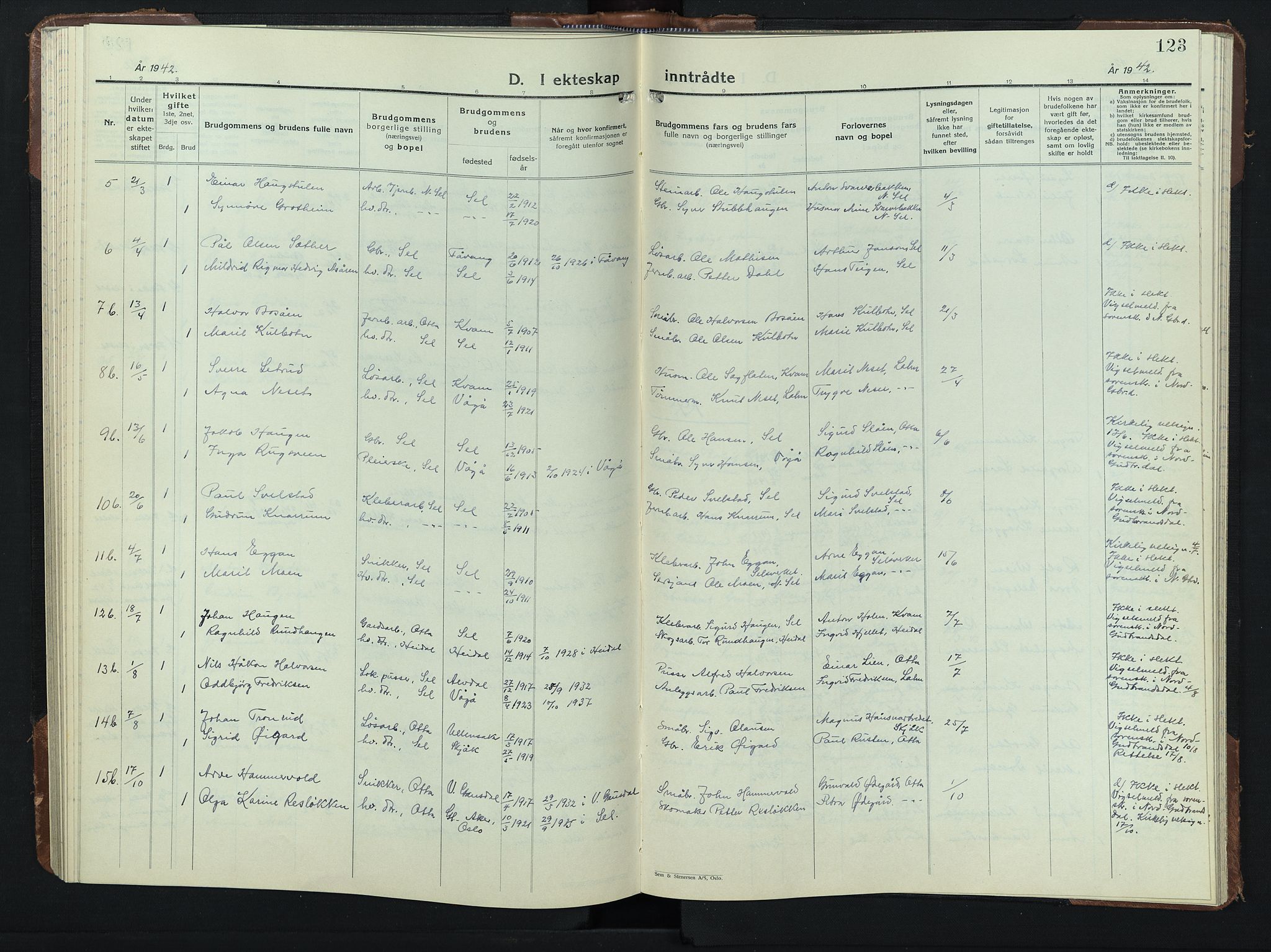 Sel prestekontor, AV/SAH-PREST-074/H/Ha/Hab/L0003: Parish register (copy) no. 3, 1940-1951, p. 123