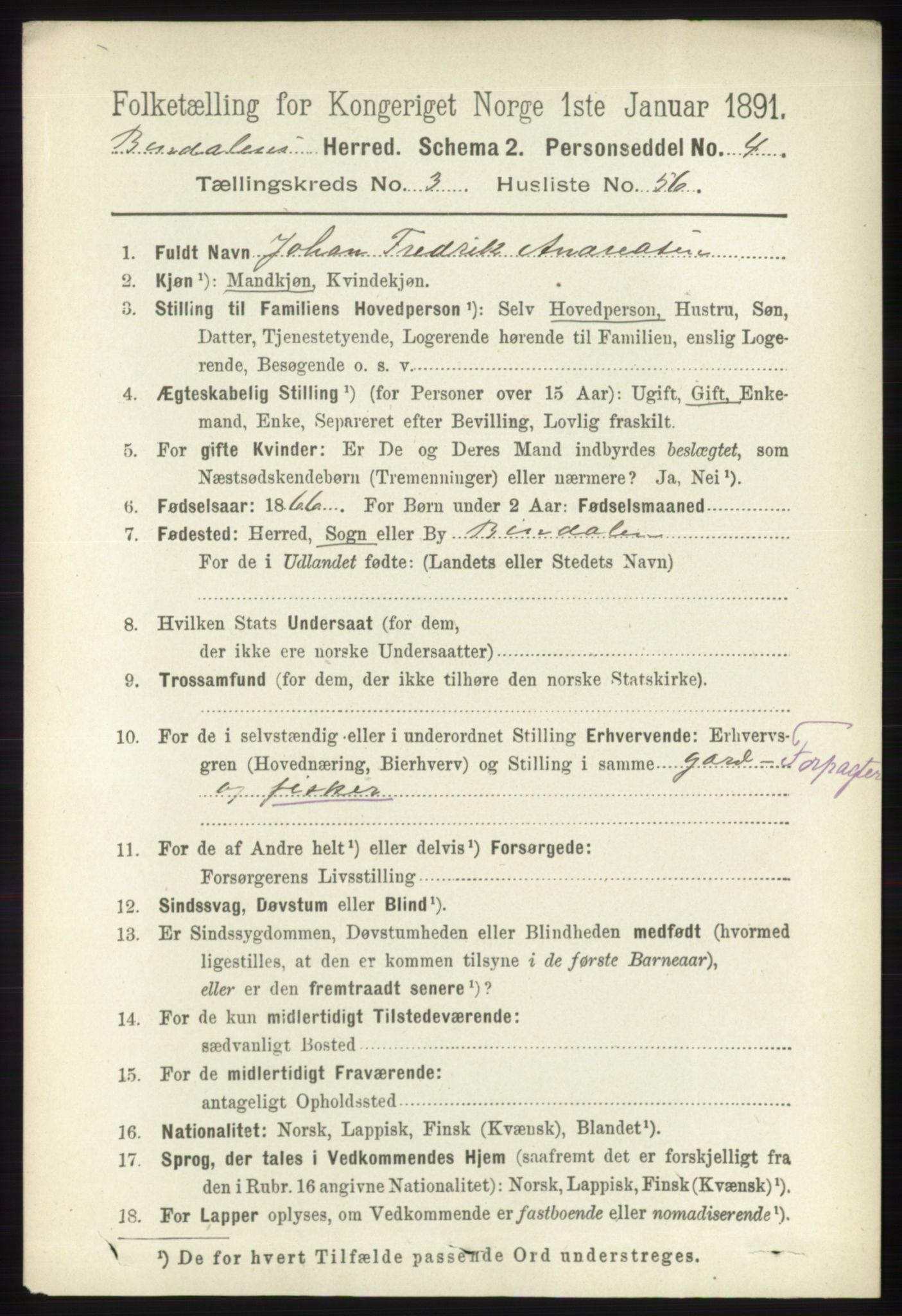 RA, 1891 census for 1811 Bindal, 1891, p. 980