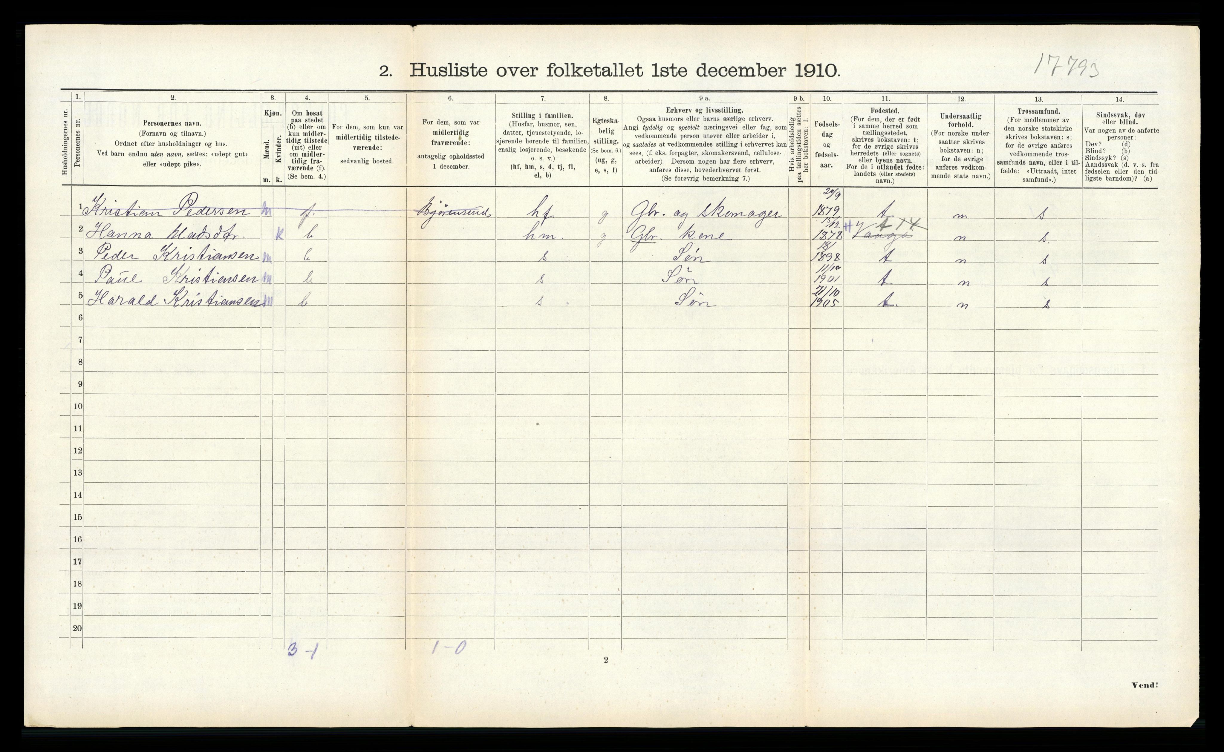 RA, 1910 census for Aukra, 1910, p. 313