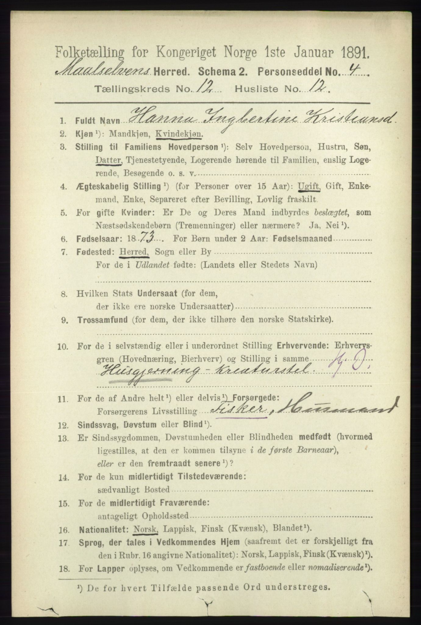 RA, 1891 census for 1924 Målselv, 1891, p. 3872