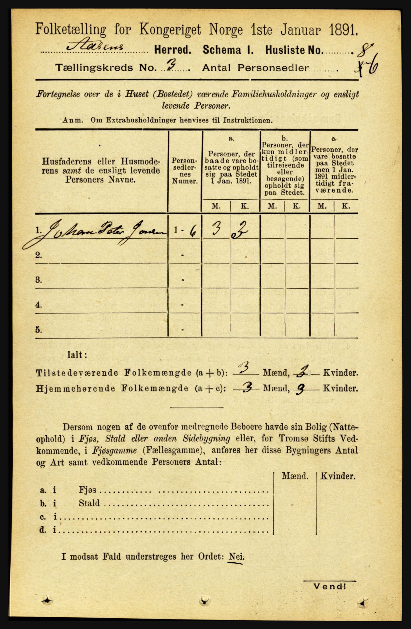 RA, 1891 census for 1716 Åsen, 1891, p. 837