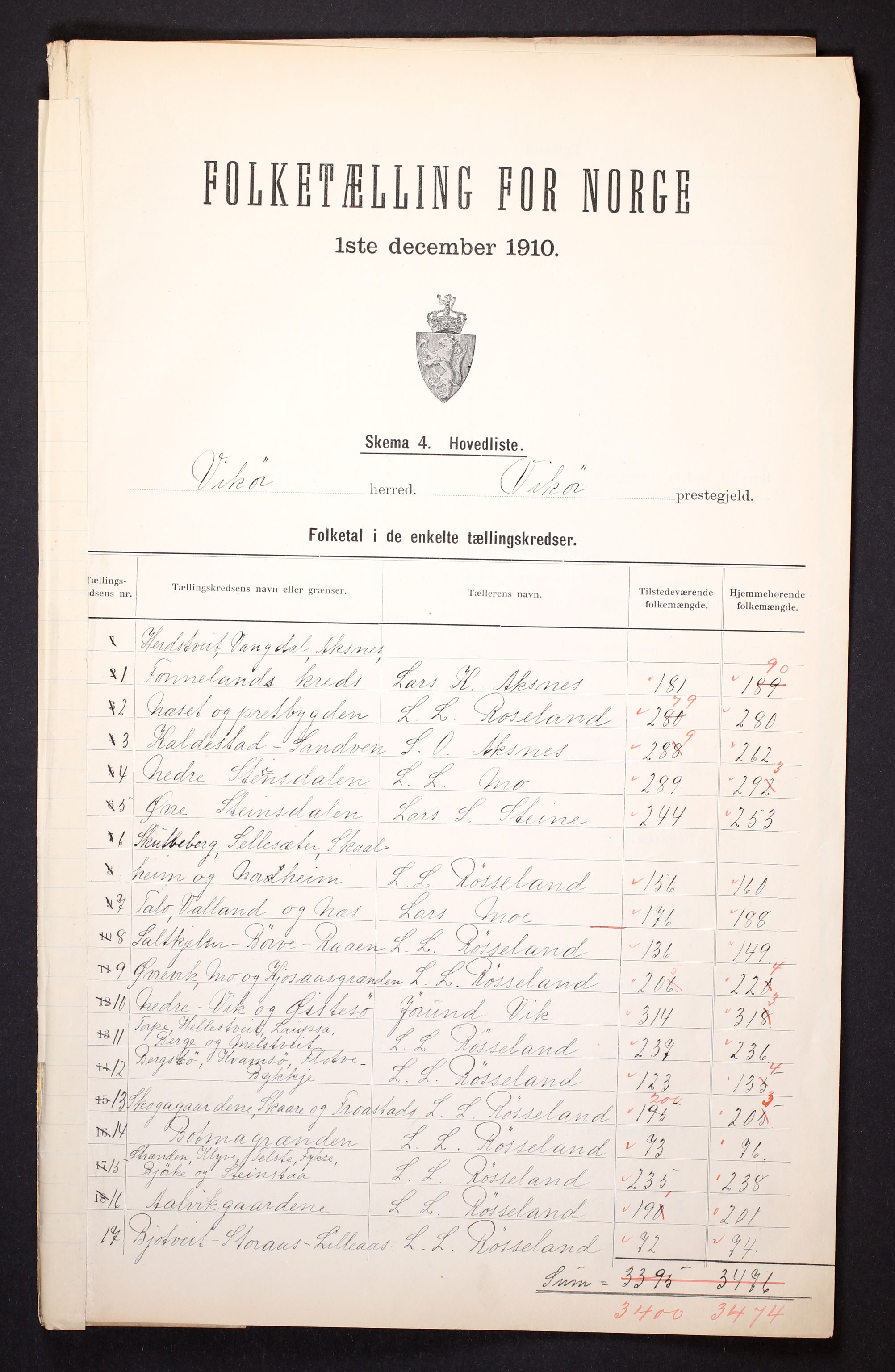 RA, 1910 census for Kvam, 1910, p. 2