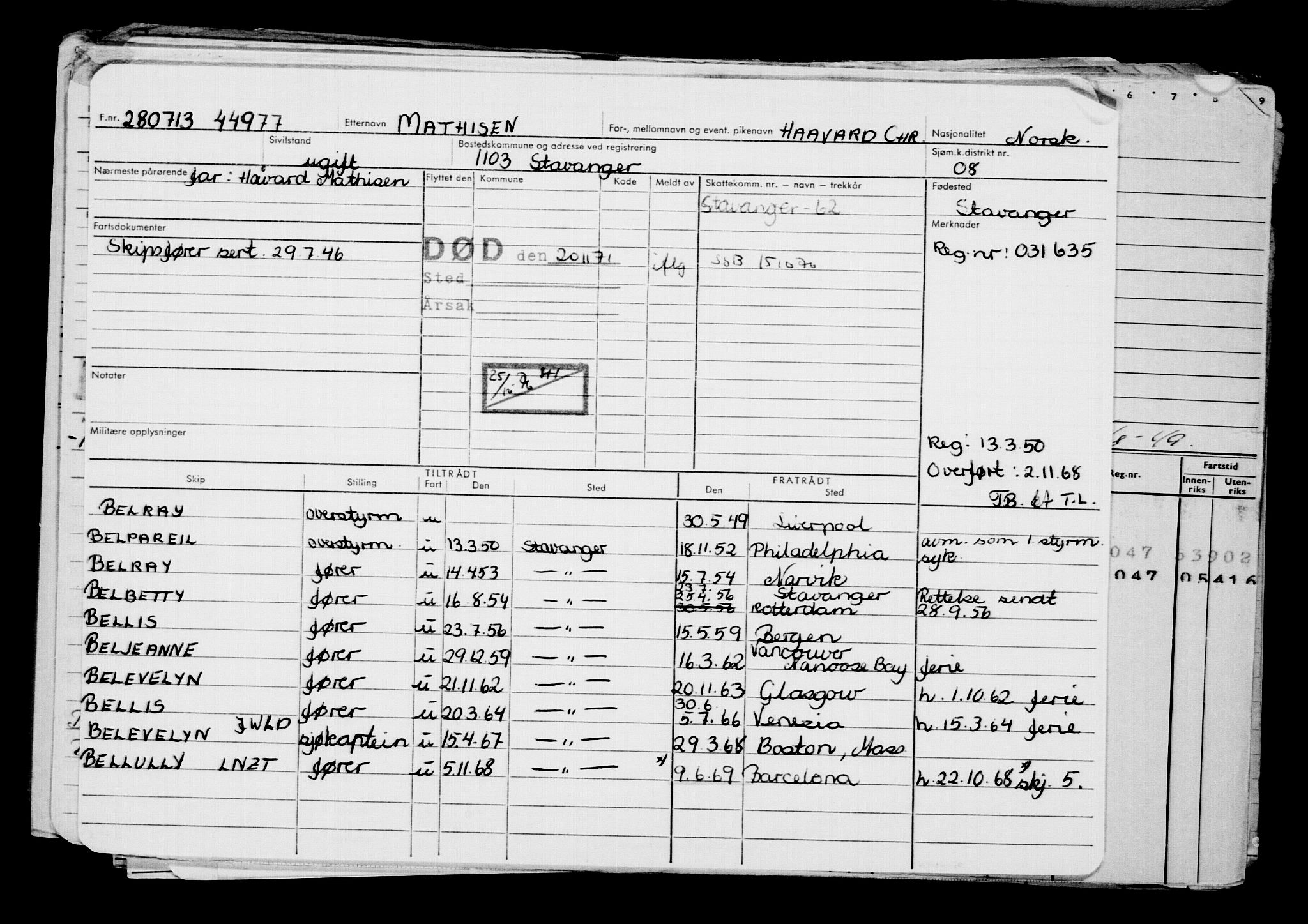 Direktoratet for sjømenn, AV/RA-S-3545/G/Gb/L0114: Hovedkort, 1913, p. 369