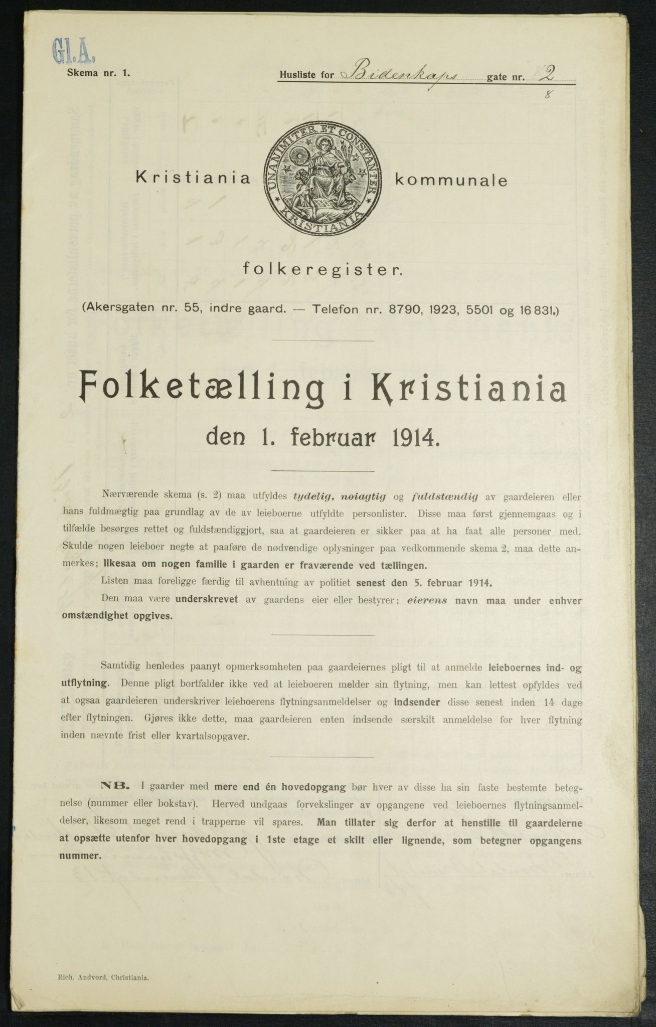 OBA, Municipal Census 1914 for Kristiania, 1914, p. 4729