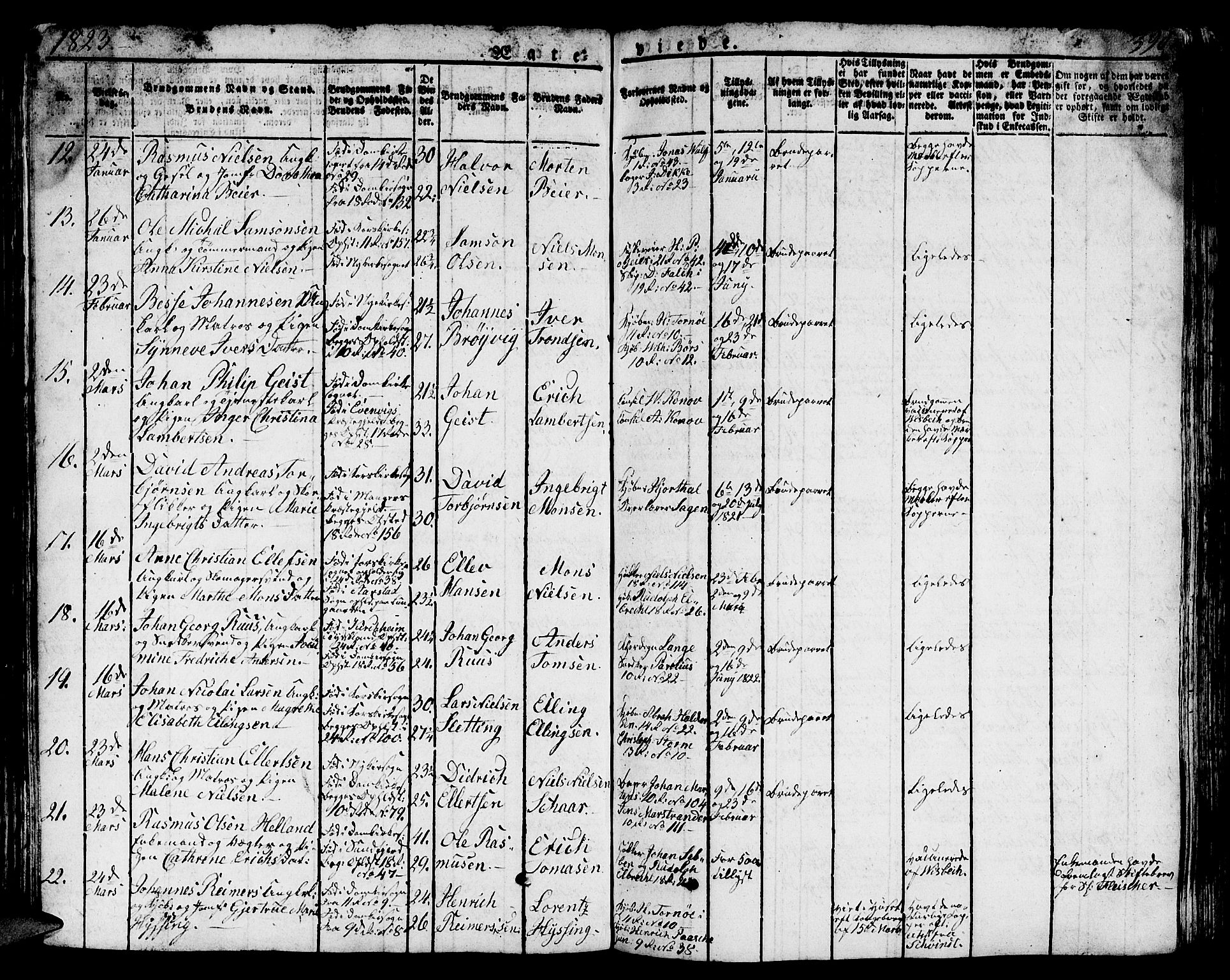 Domkirken sokneprestembete, SAB/A-74801/H/Hab/L0002: Parish register (copy) no. A 2, 1821-1839, p. 391