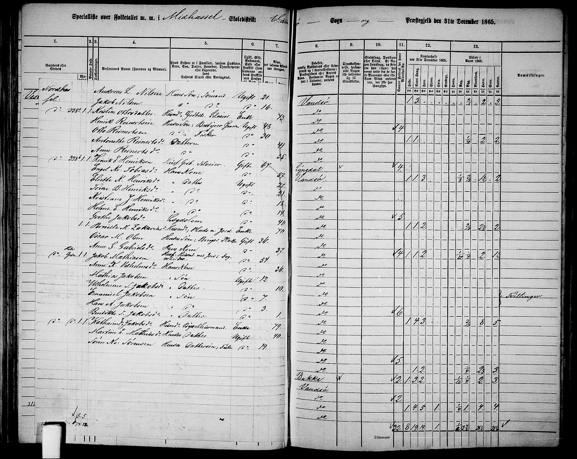 RA, 1865 census for Vanse/Vanse og Farsund, 1865, p. 98