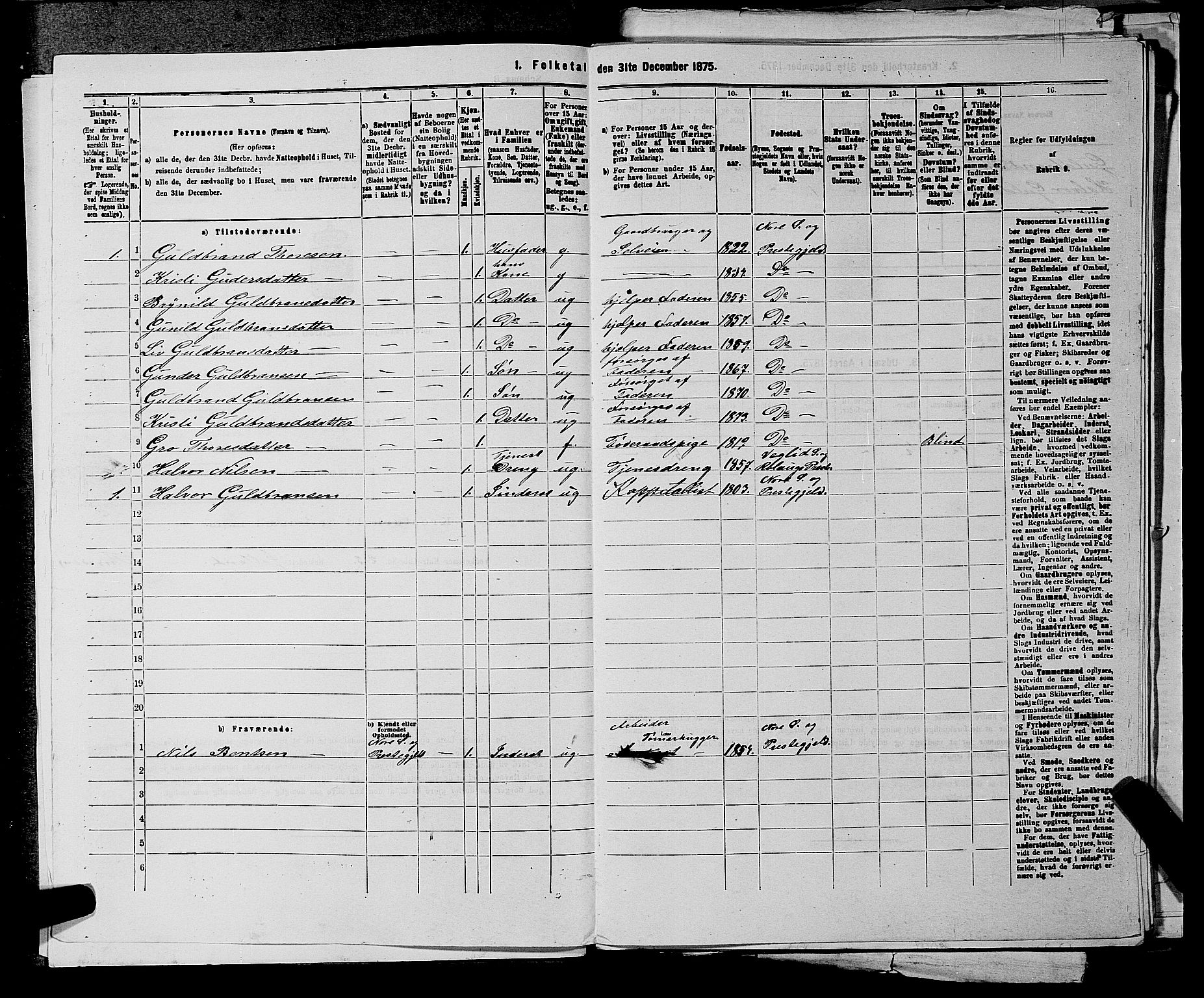 SAKO, 1875 census for 0633P Nore, 1875, p. 954