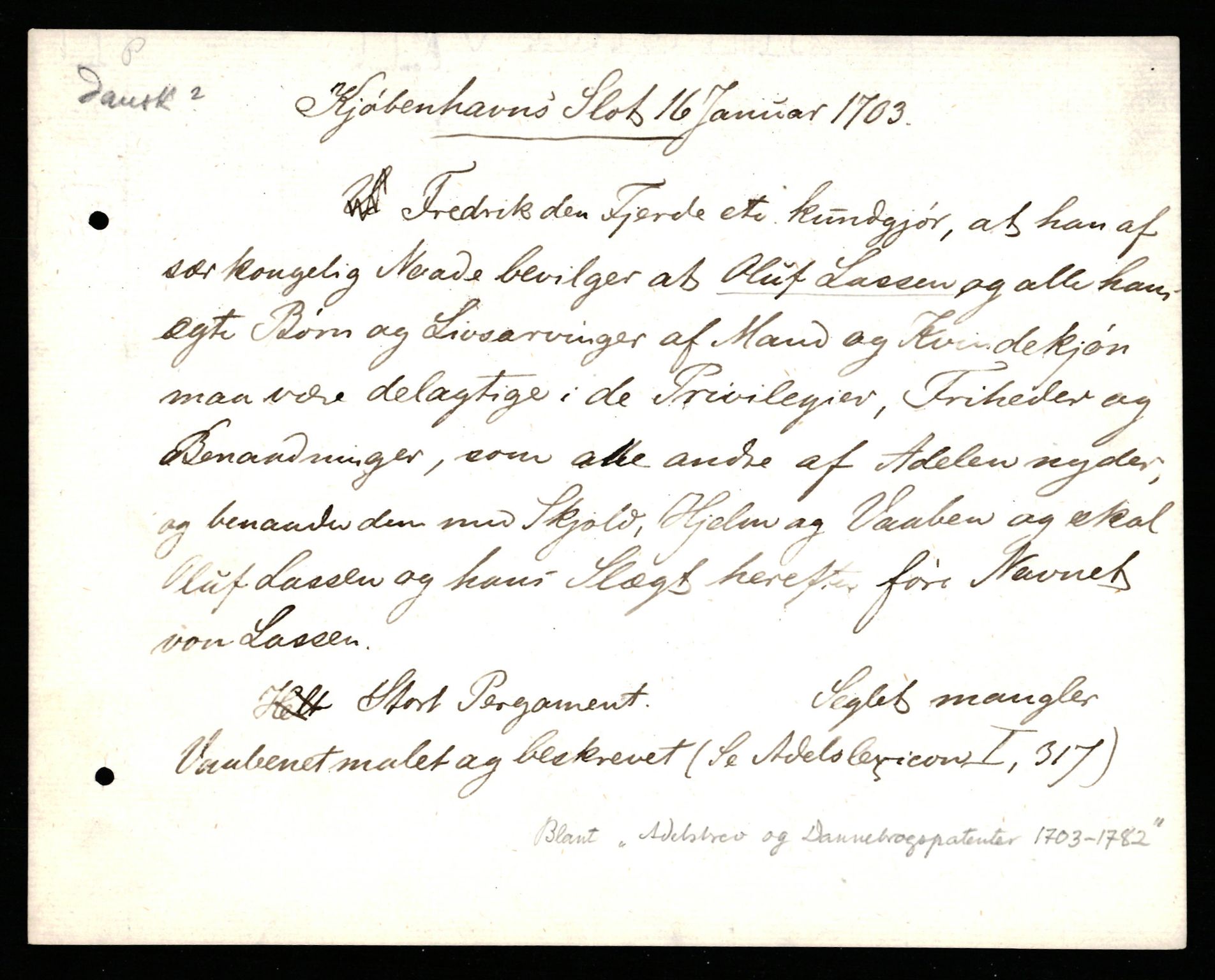 Riksarkivets diplomsamling, AV/RA-EA-5965/F35/F35c/L0011: Riksarkivets diplomer, pergament, 1672-1823, p. 37