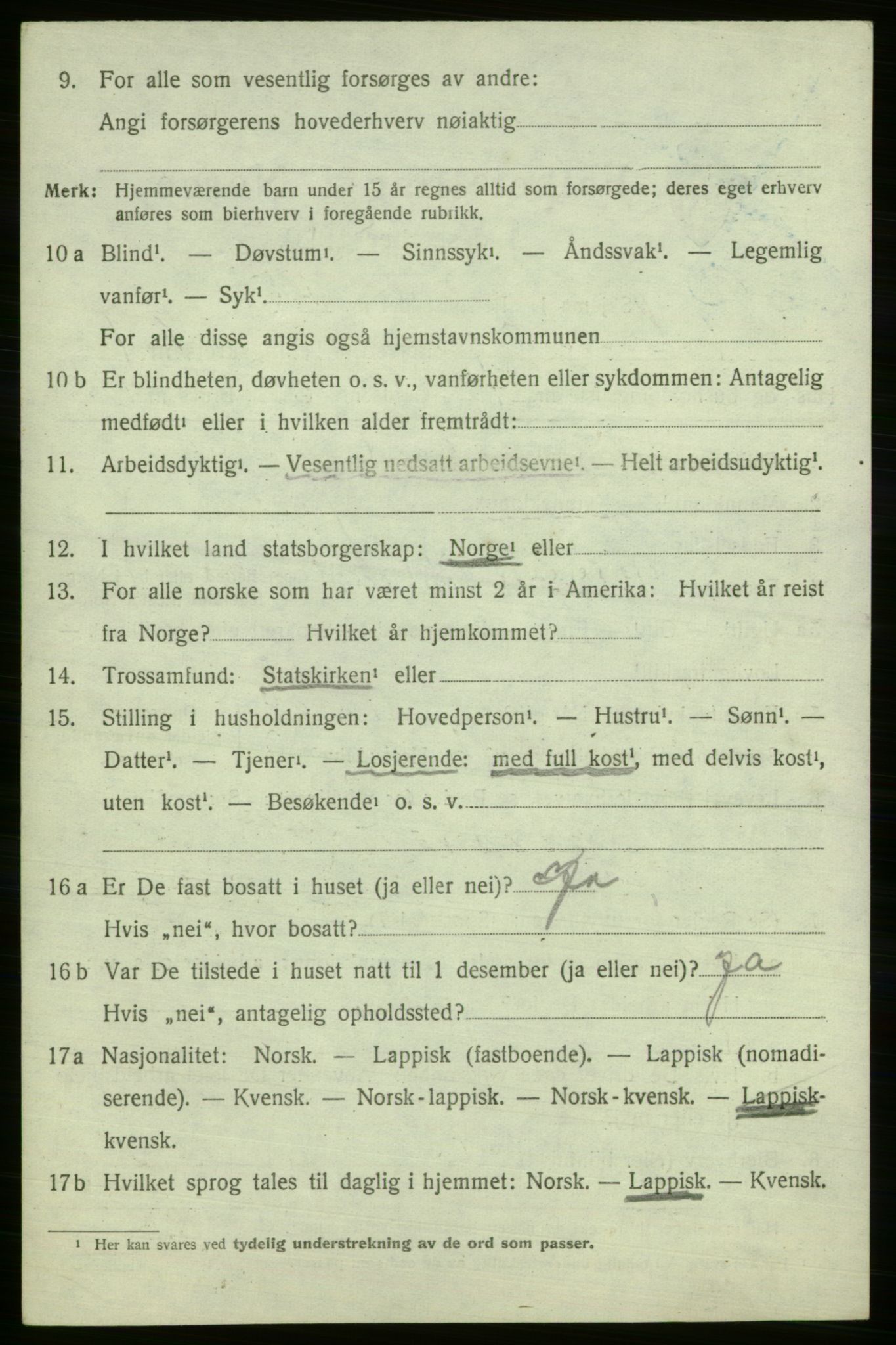 SATØ, 1920 census for Polmak, 1920, p. 706