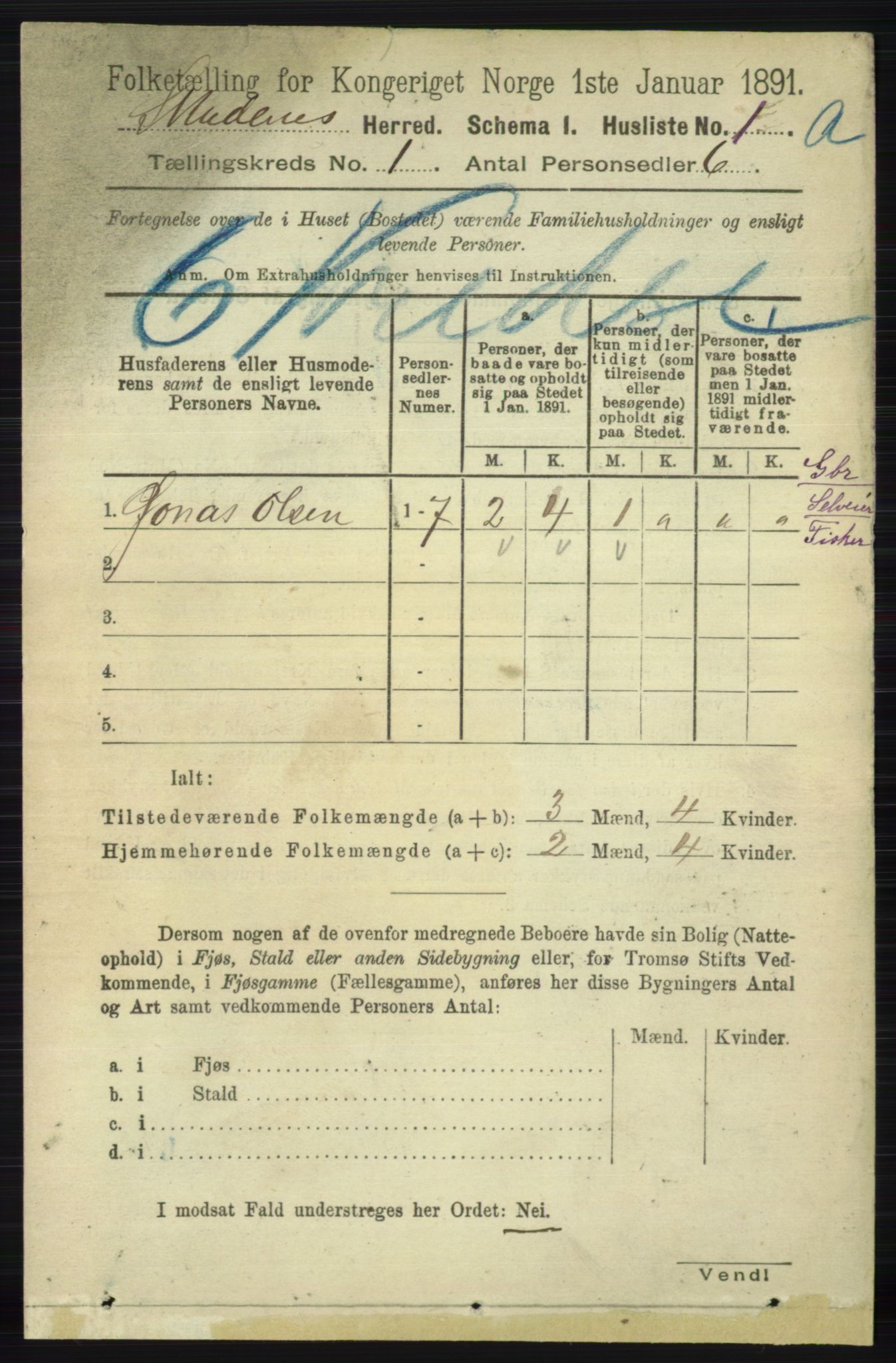 RA, 1891 census for 1150 Skudenes, 1891, p. 25