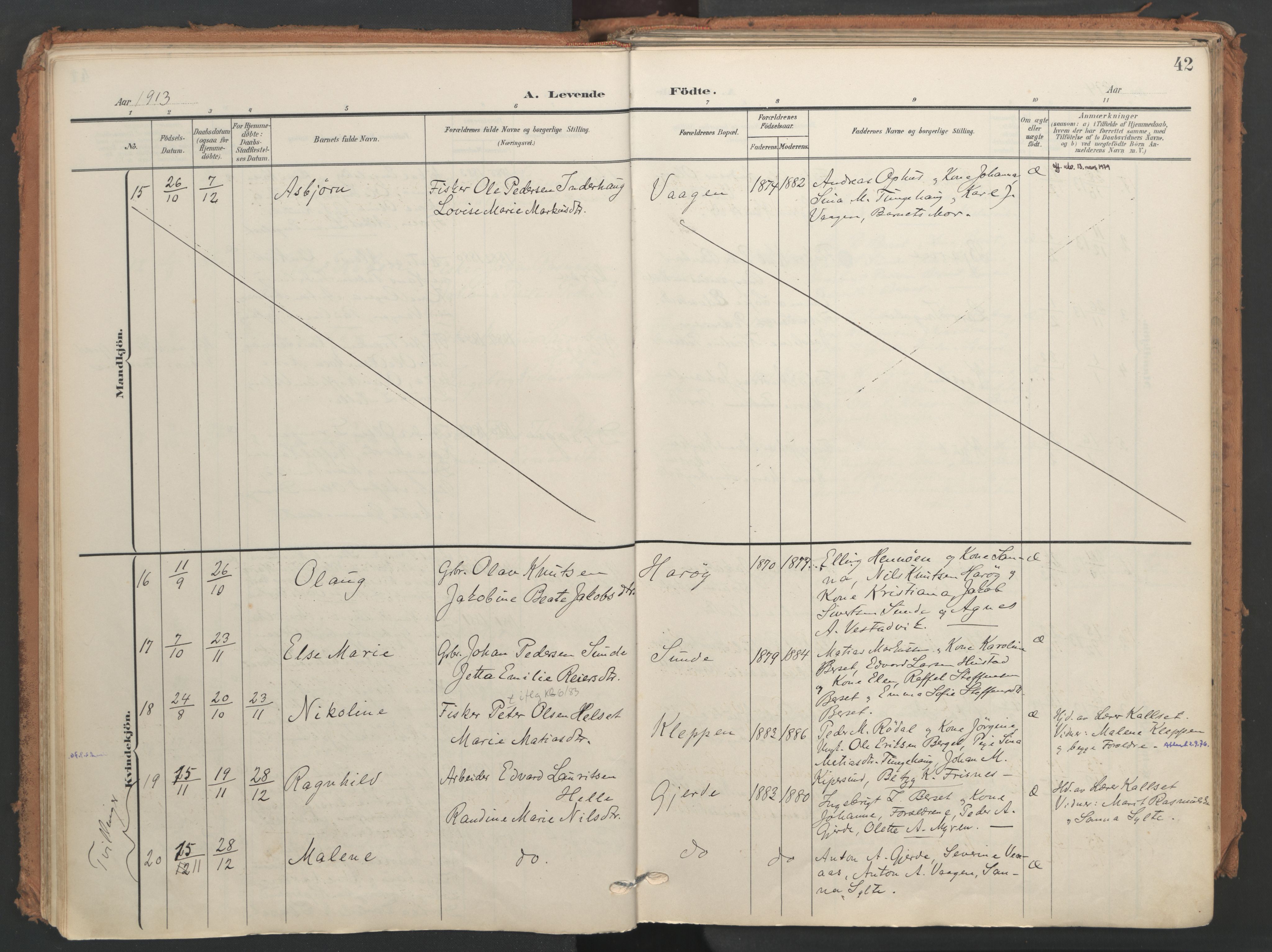 Ministerialprotokoller, klokkerbøker og fødselsregistre - Møre og Romsdal, AV/SAT-A-1454/566/L0771: Parish register (official) no. 566A10, 1904-1929, p. 42
