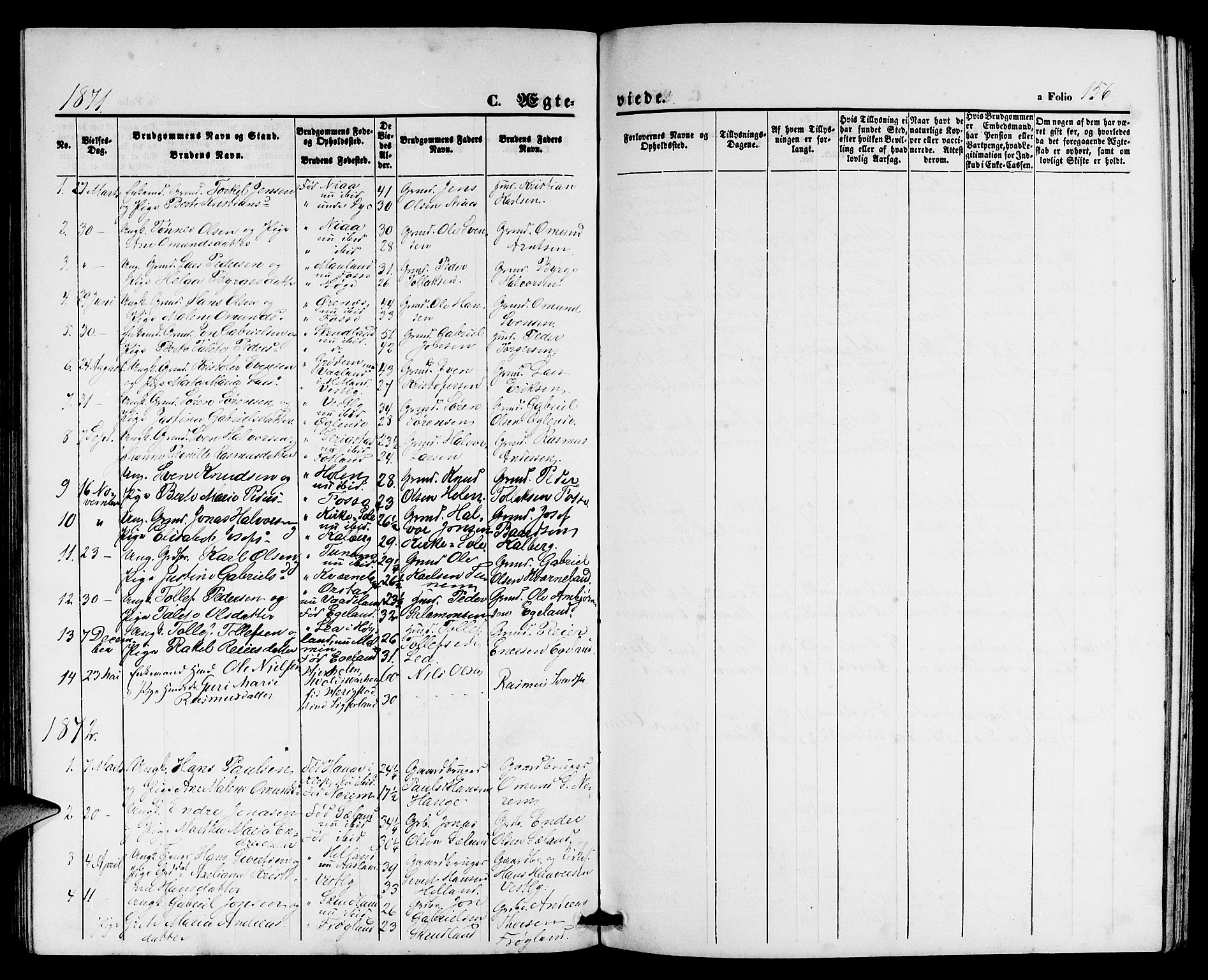 Lye sokneprestkontor, AV/SAST-A-101794/001/30BB/L0004: Parish register (copy) no. B 4, 1868-1878, p. 156