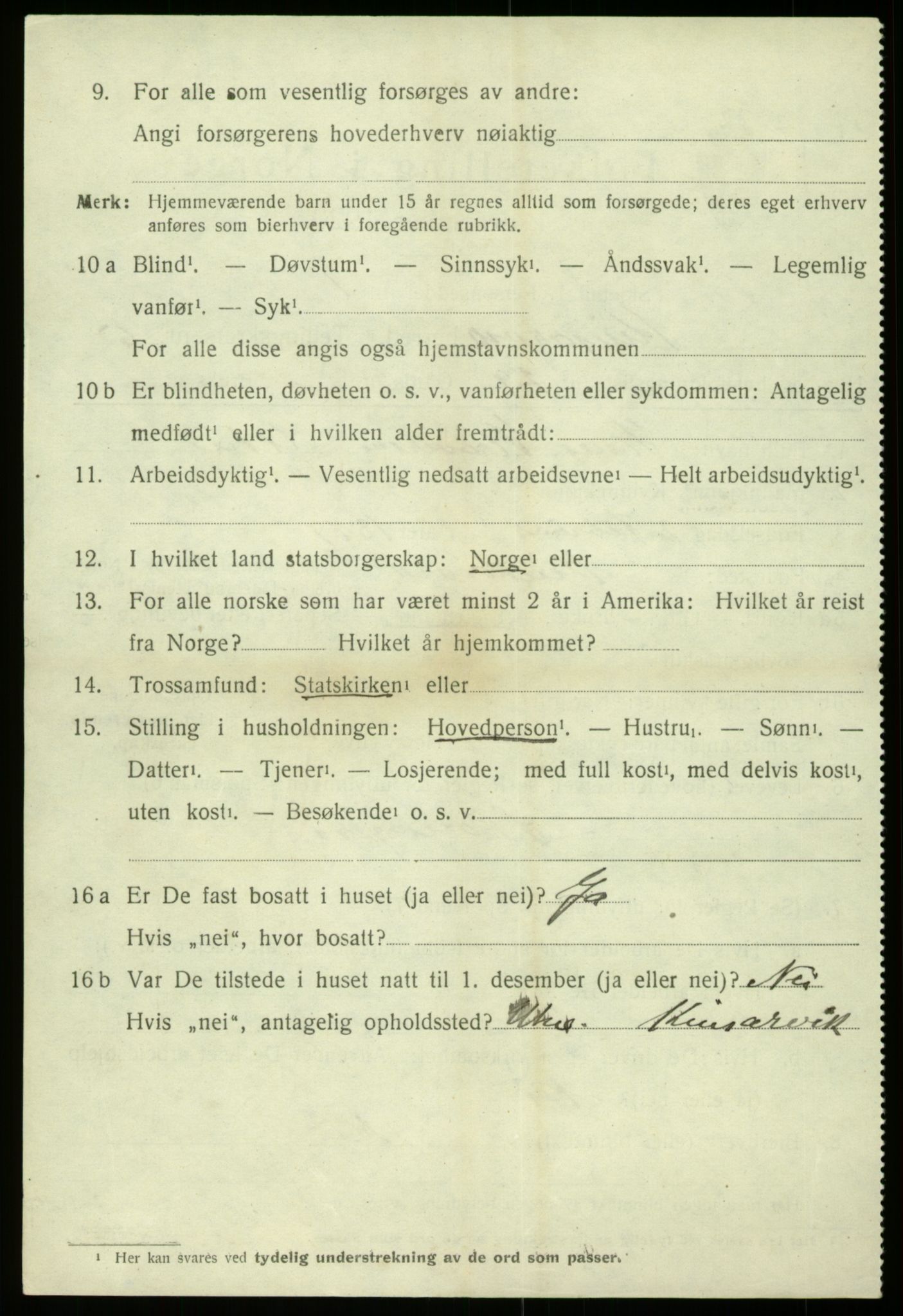 SAB, 1920 census for Kinsarvik, 1920, p. 2869