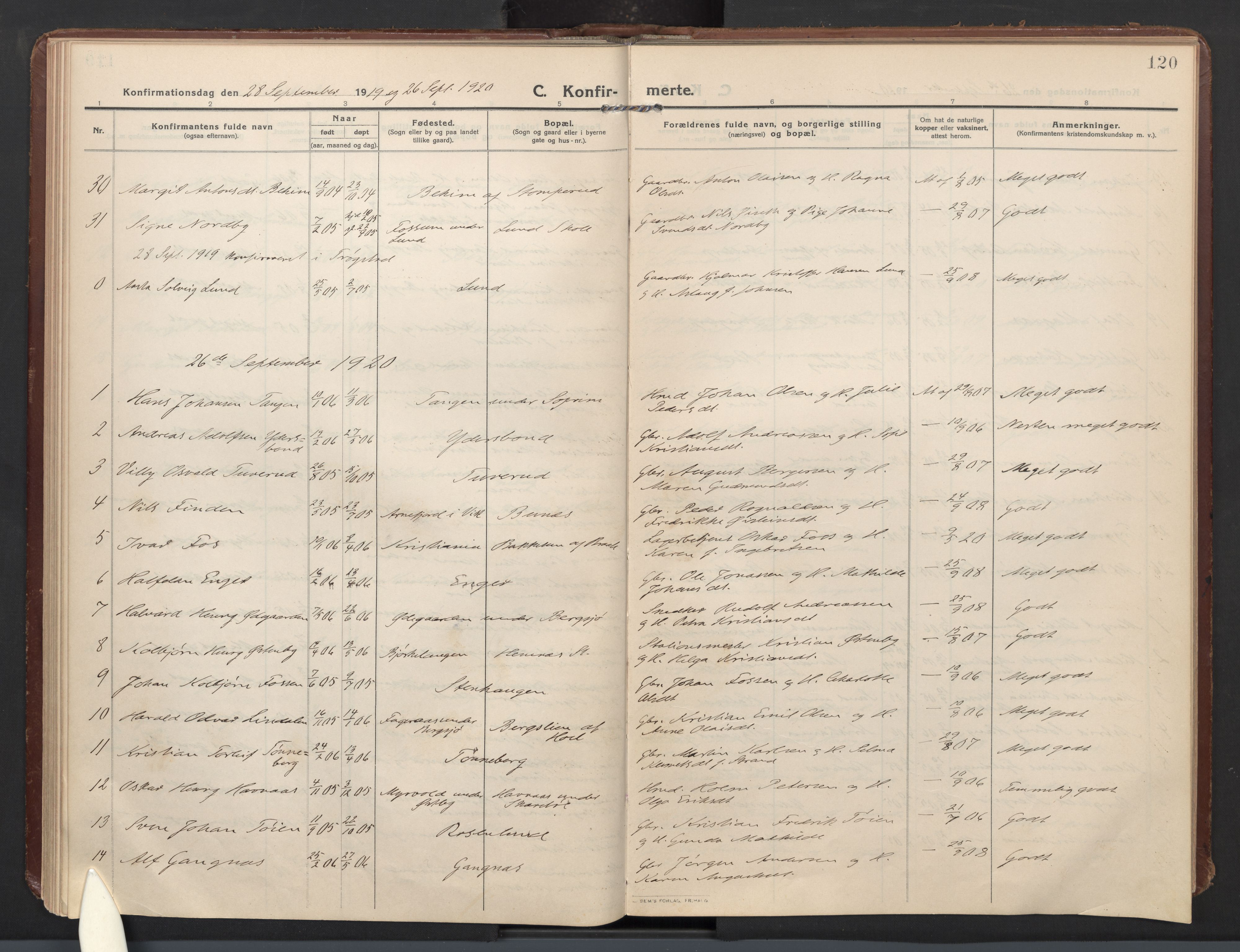 Høland prestekontor Kirkebøker, AV/SAO-A-10346a/F/Fb: Parish register (official) no. II 4, 1913-1924, p. 120