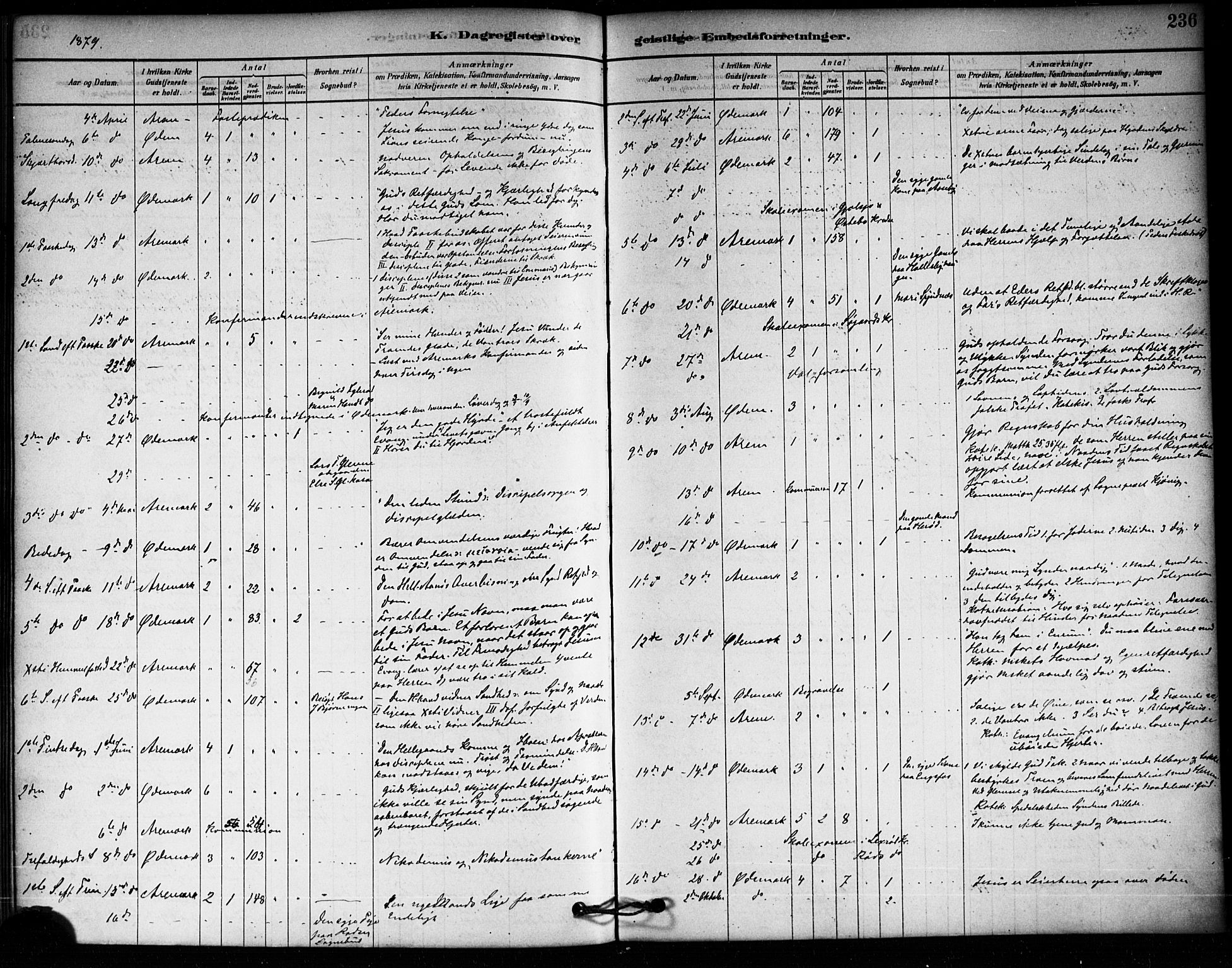 Aremark prestekontor Kirkebøker, AV/SAO-A-10899/F/Fa/L0005: Parish register (official) no. I 5, 1878-1897, p. 236