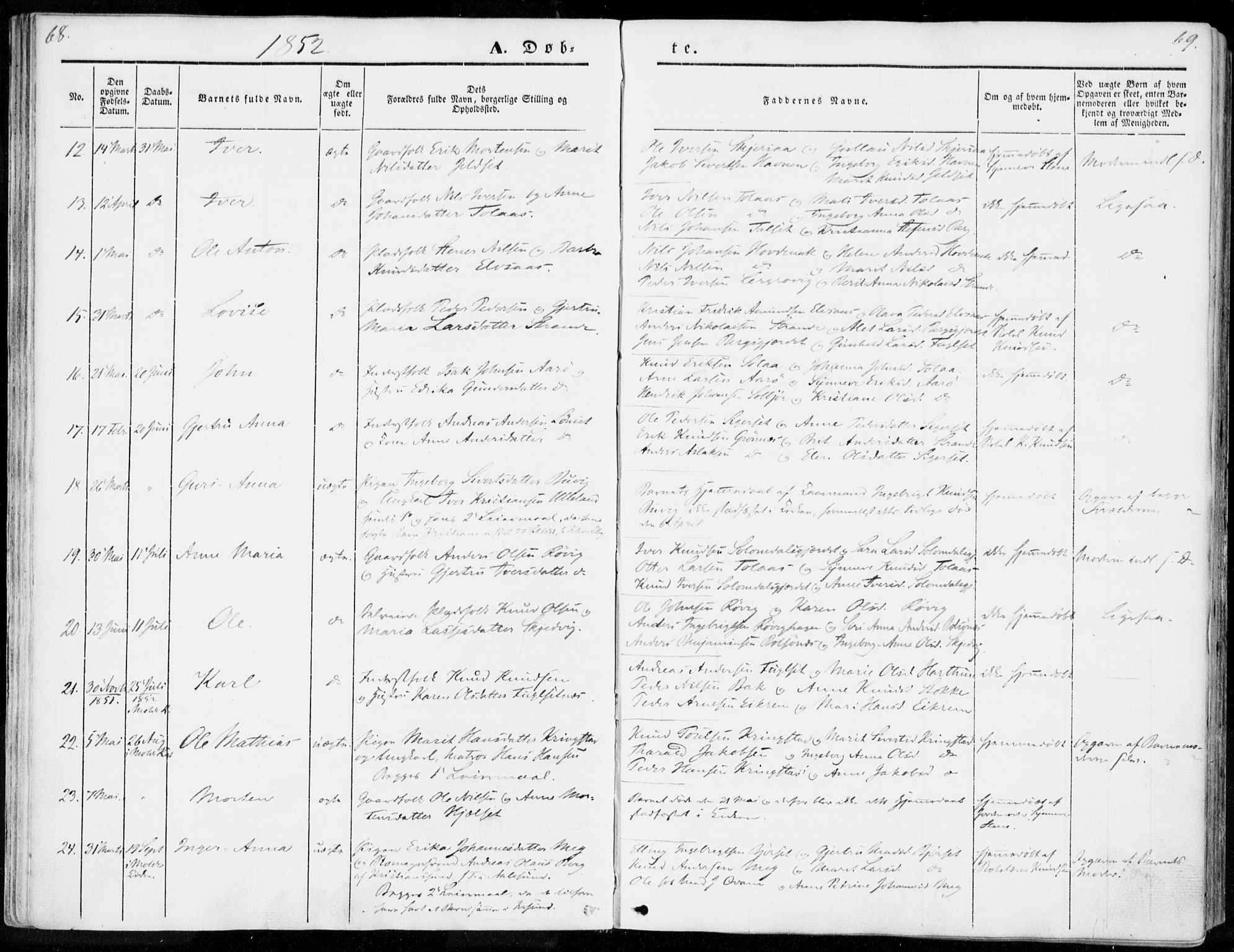 Ministerialprotokoller, klokkerbøker og fødselsregistre - Møre og Romsdal, AV/SAT-A-1454/555/L0653: Parish register (official) no. 555A04, 1843-1869, p. 68-69