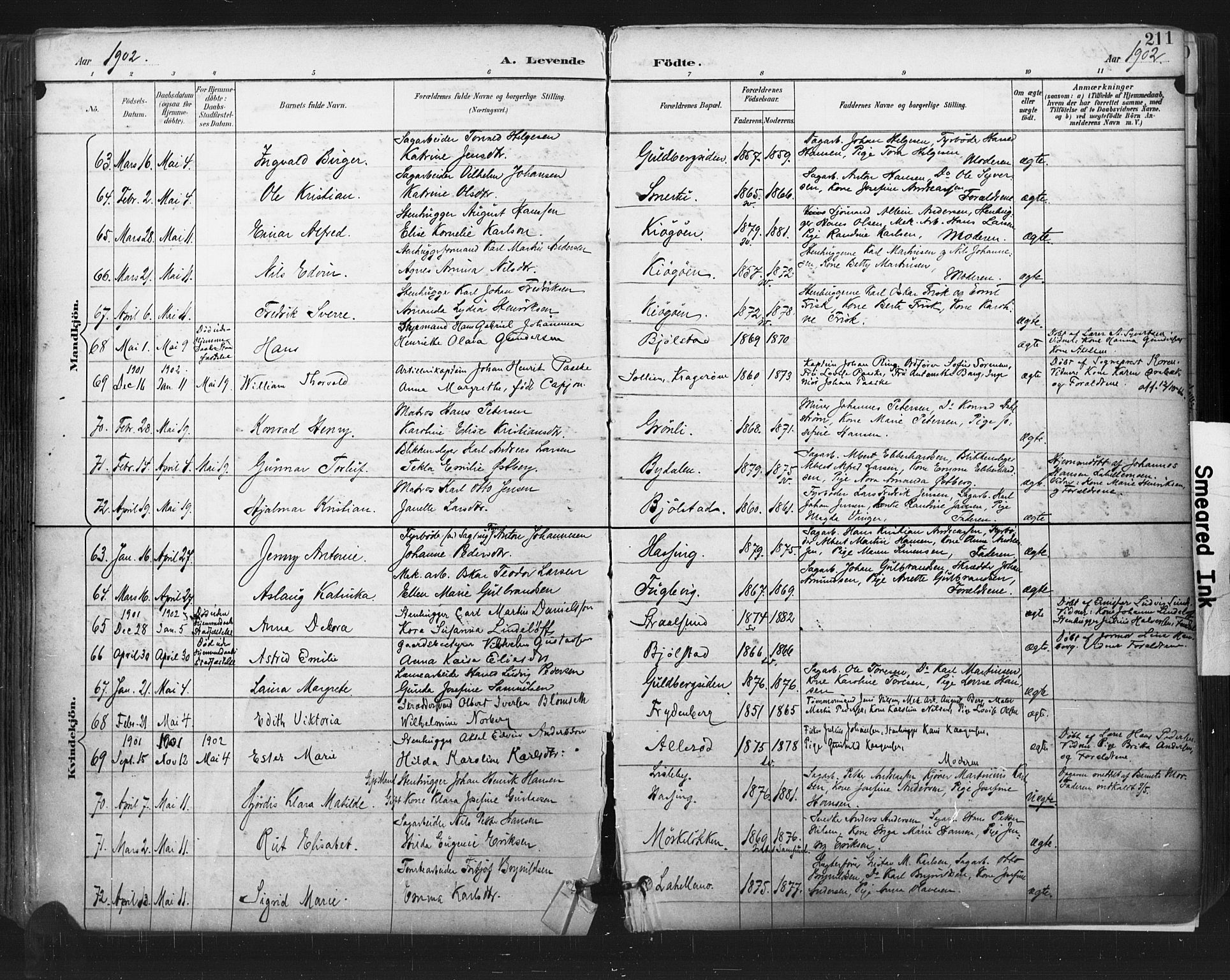 Glemmen prestekontor Kirkebøker, SAO/A-10908/F/Fa/L0013: Parish register (official) no. 13, 1892-1907, p. 211