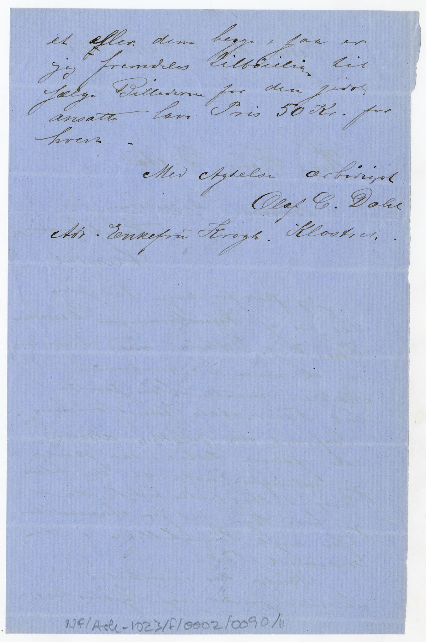 Diderik Maria Aalls brevsamling, NF/Ark-1023/F/L0002: D.M. Aalls brevsamling. B - C, 1799-1889, p. 453