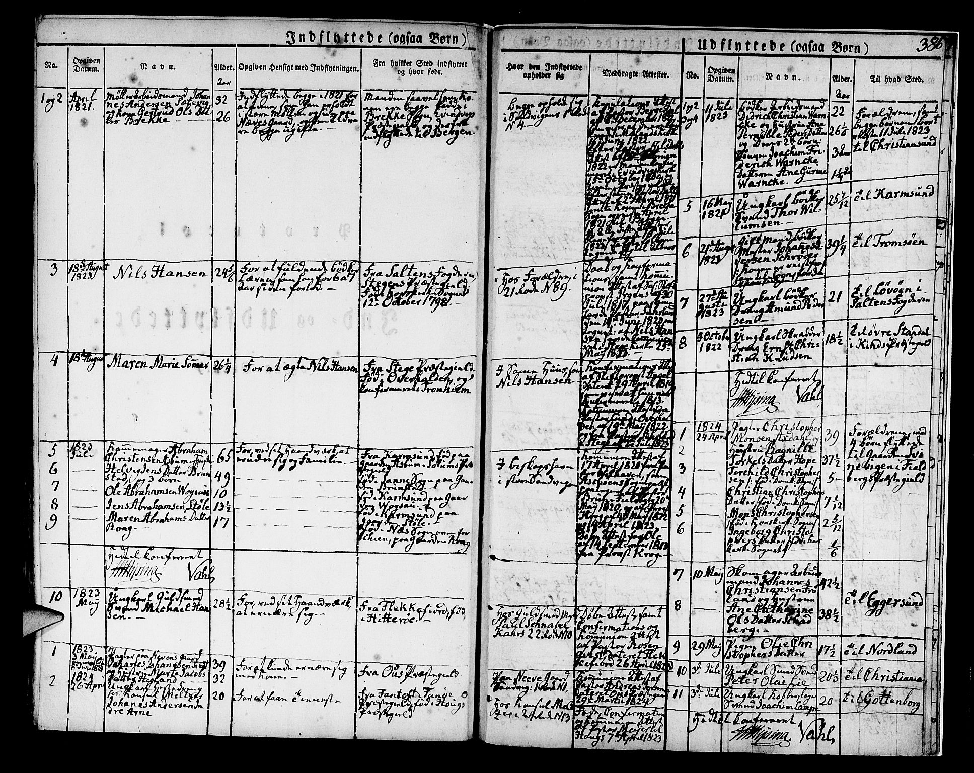 Korskirken sokneprestembete, SAB/A-76101/H/Hab: Parish register (copy) no. A 3, 1821-1831, p. 386