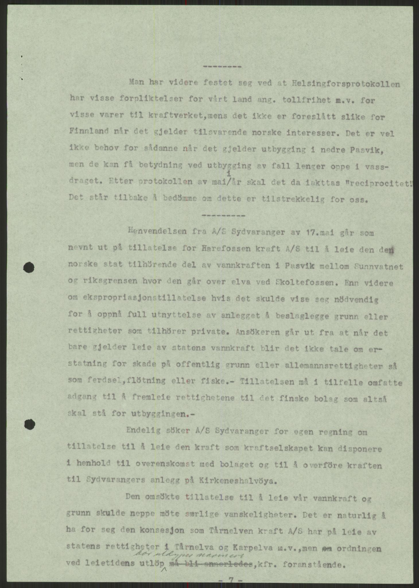 Vassdragsdirektoratet/avdelingen, AV/RA-S-6242/F/Fa/L0536: Pasvikelva, 1920-1971, p. 1137