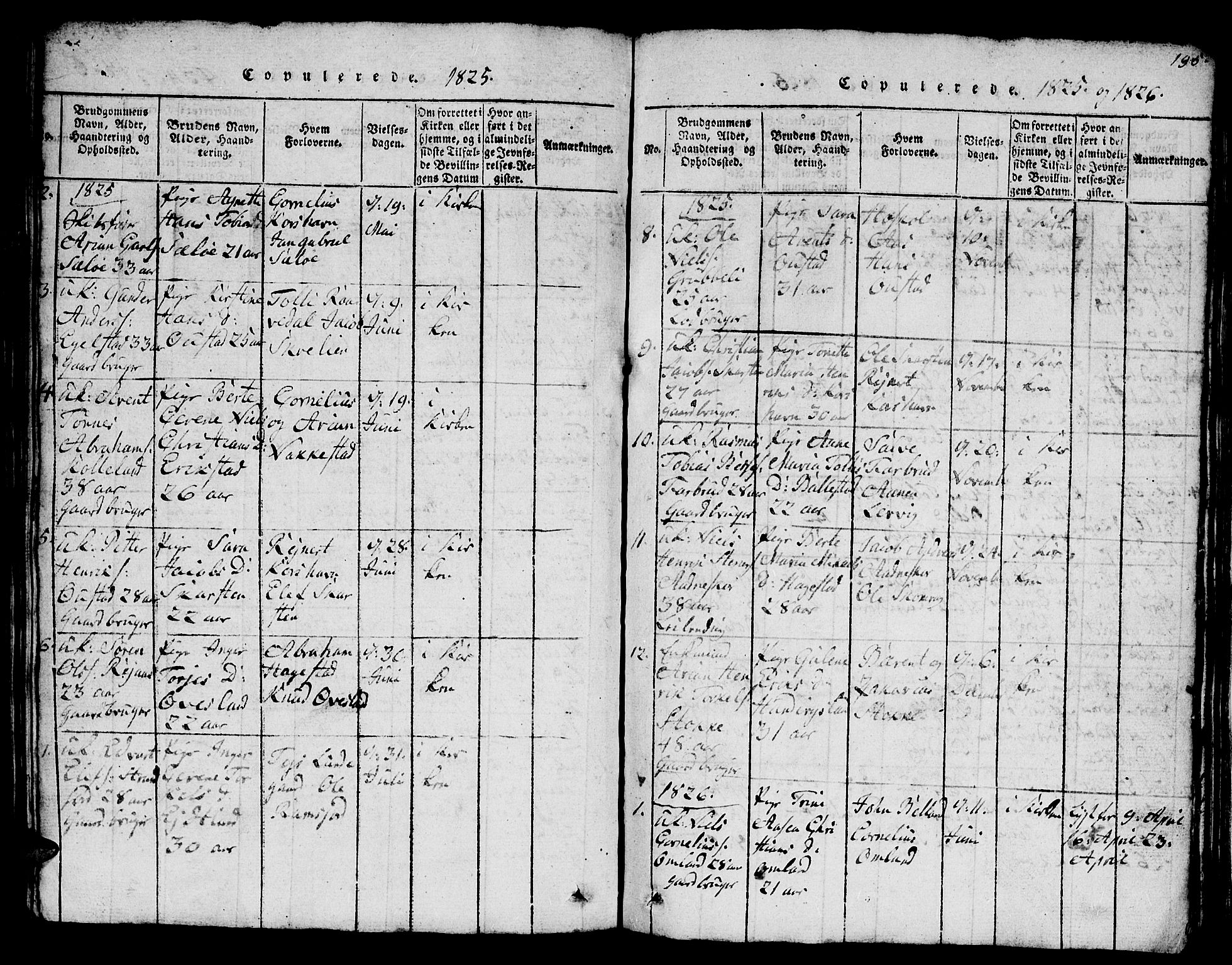 Lyngdal sokneprestkontor, SAK/1111-0029/F/Fb/Fba/L0001: Parish register (copy) no. B 1, 1816-1876, p. 195