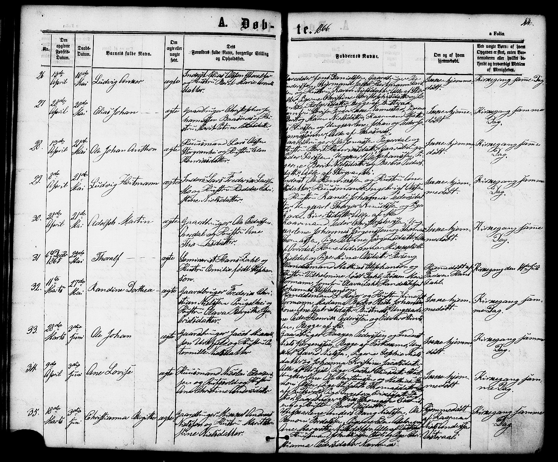 Ministerialprotokoller, klokkerbøker og fødselsregistre - Nordland, AV/SAT-A-1459/827/L0393: Parish register (official) no. 827A05, 1863-1883, p. 44