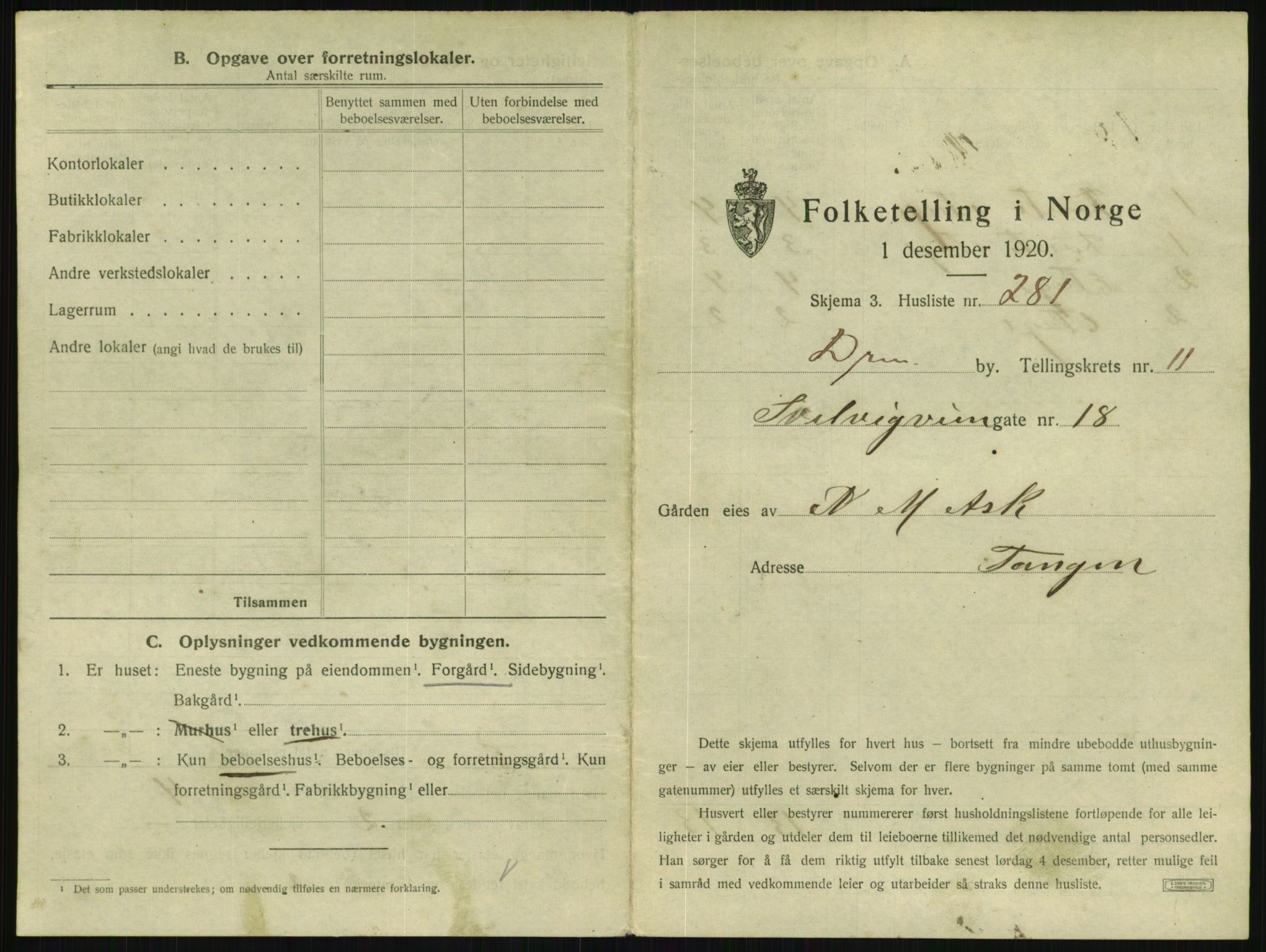 SAKO, 1920 census for Drammen, 1920, p. 5706