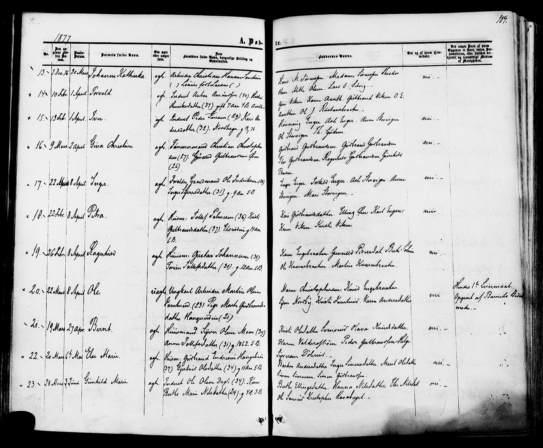 Ådal kirkebøker, AV/SAKO-A-248/F/Fa/L0001: Parish register (official) no. I 1, 1857-1883, p. 104