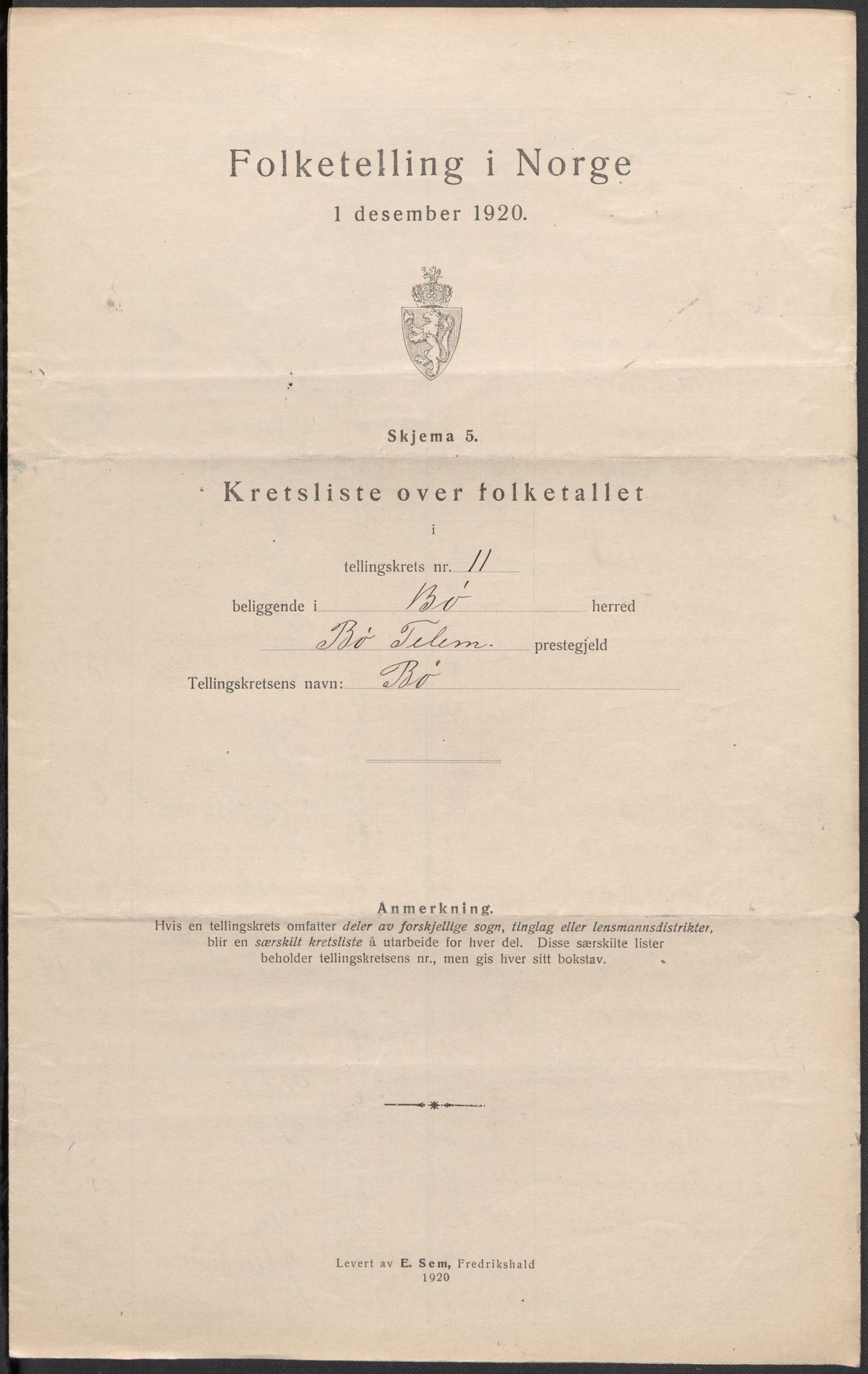 SAKO, 1920 census for Bø (Telemark), 1920, p. 35