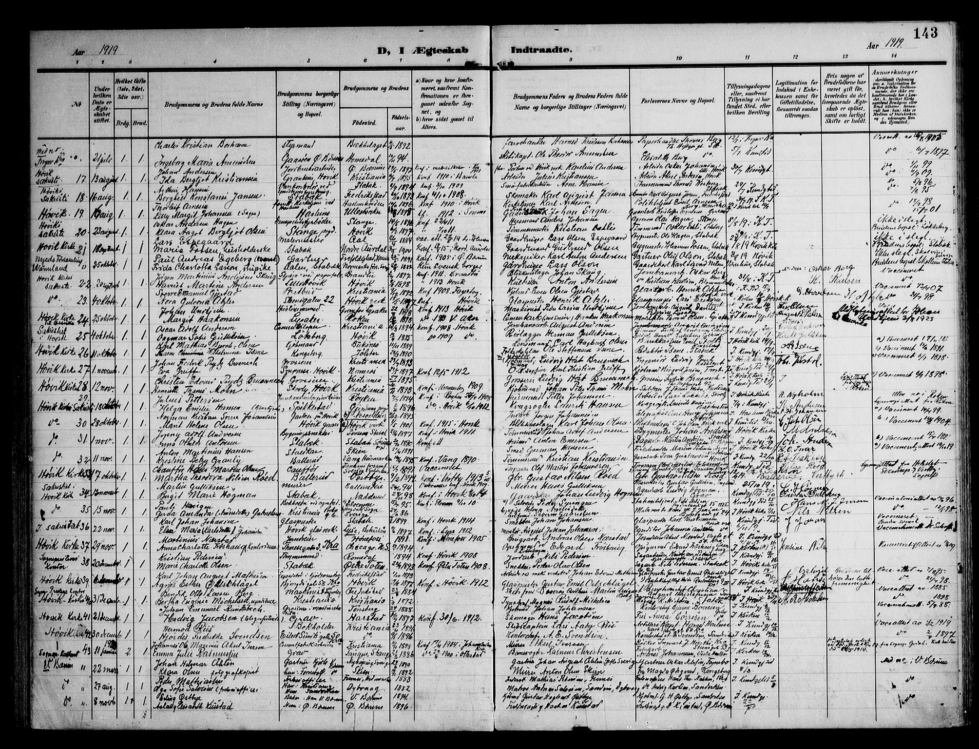 Østre Bærum prestekontor Kirkebøker, AV/SAO-A-10887/F/Fa/L0002: Parish register (official) no. 2, 1904-1924, p. 143