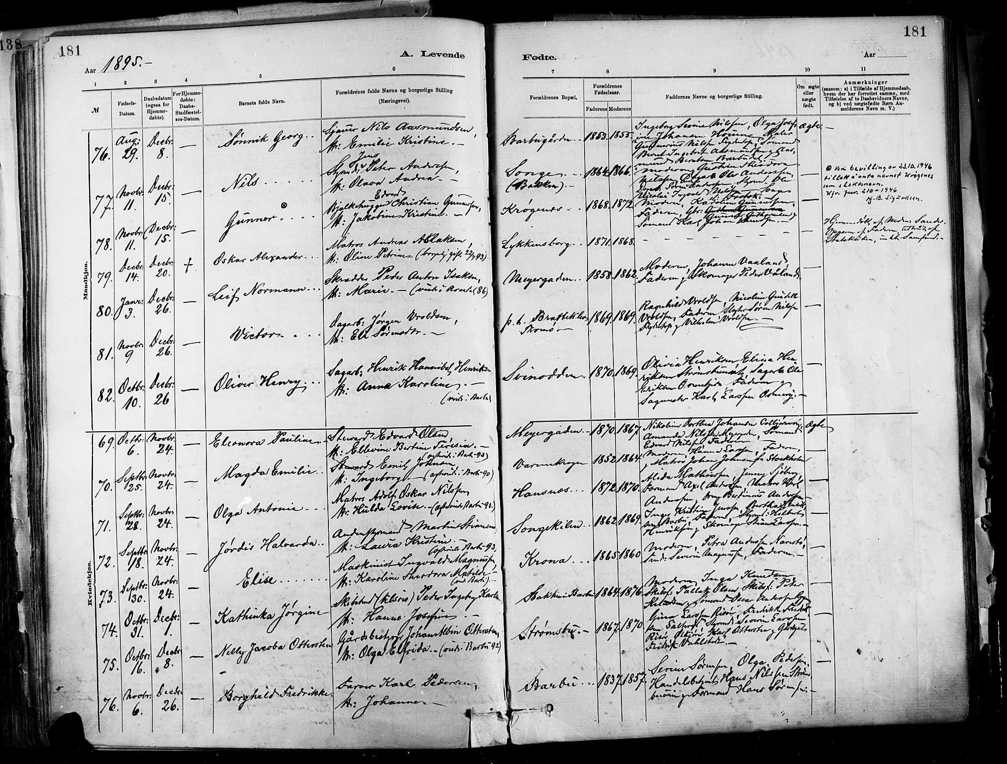 Barbu sokneprestkontor, AV/SAK-1111-0003/F/Fa/L0002: Parish register (official) no. A 2, 1883-1898, p. 181