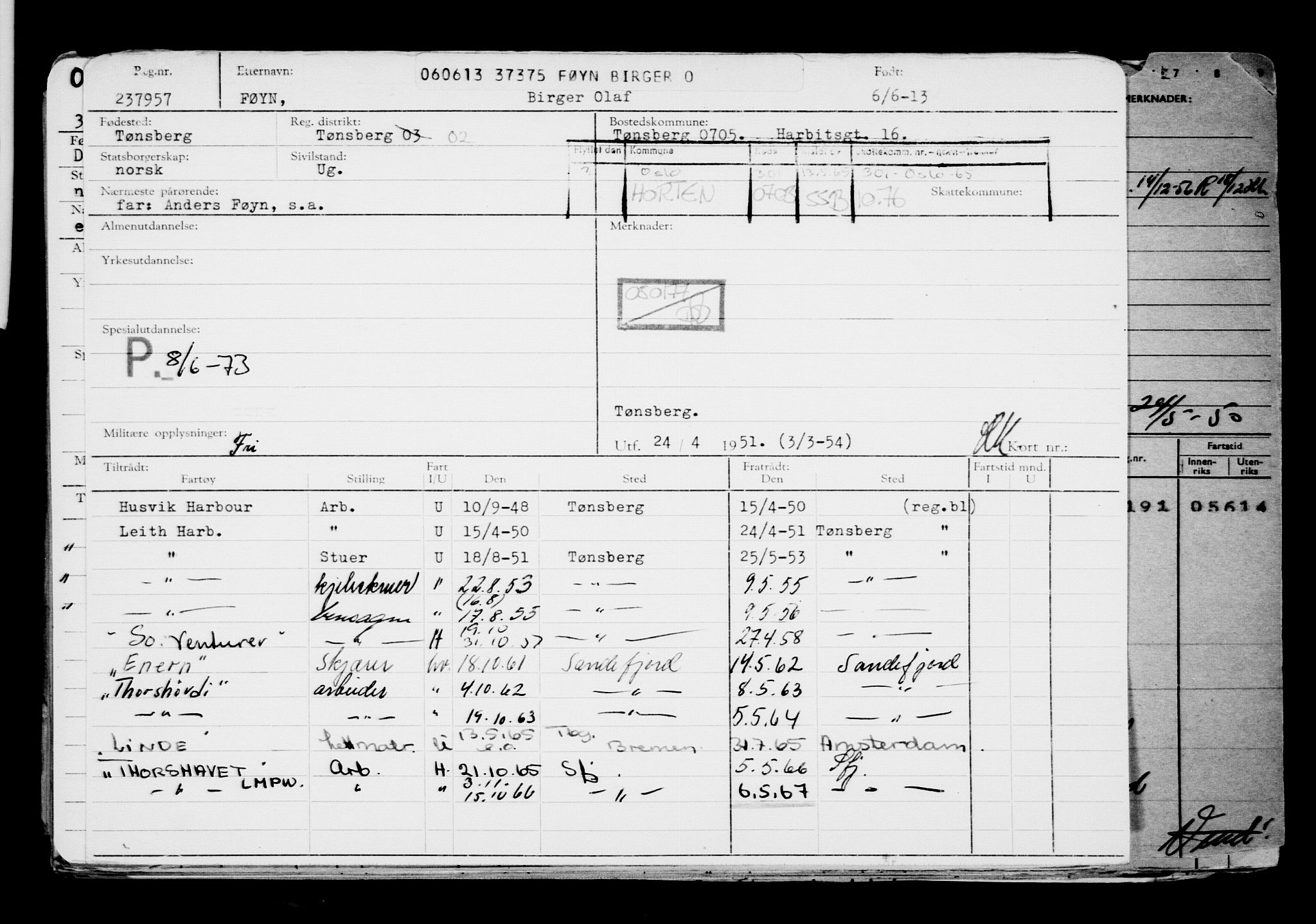 Direktoratet for sjømenn, AV/RA-S-3545/G/Gb/L0113: Hovedkort, 1913, p. 102