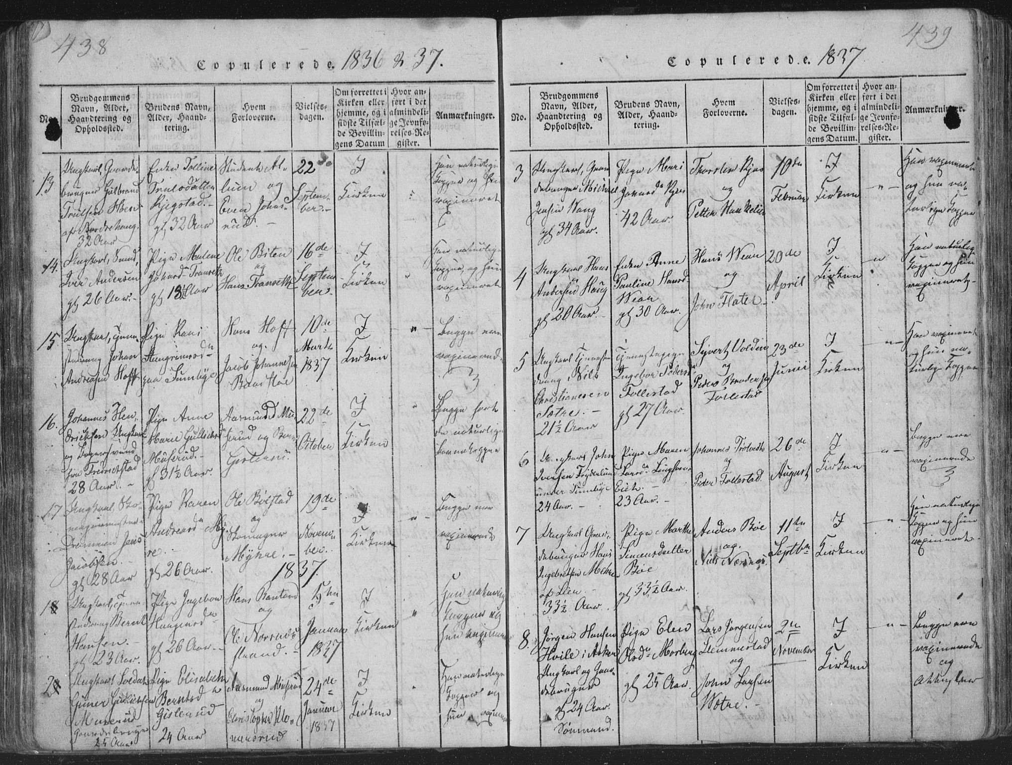 Røyken kirkebøker, SAKO/A-241/G/Ga/L0003: Parish register (copy) no. 3, 1814-1856, p. 438-439