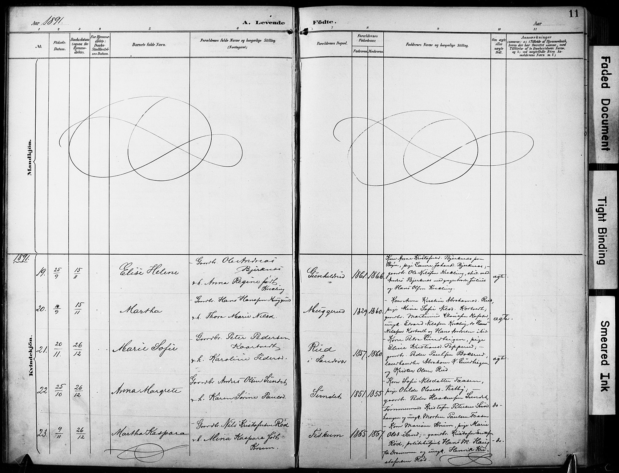 Fiskum kirkebøker, SAKO/A-15/F/Fa/L0003: Parish register (official) no. 3, 1890-1905, p. 11