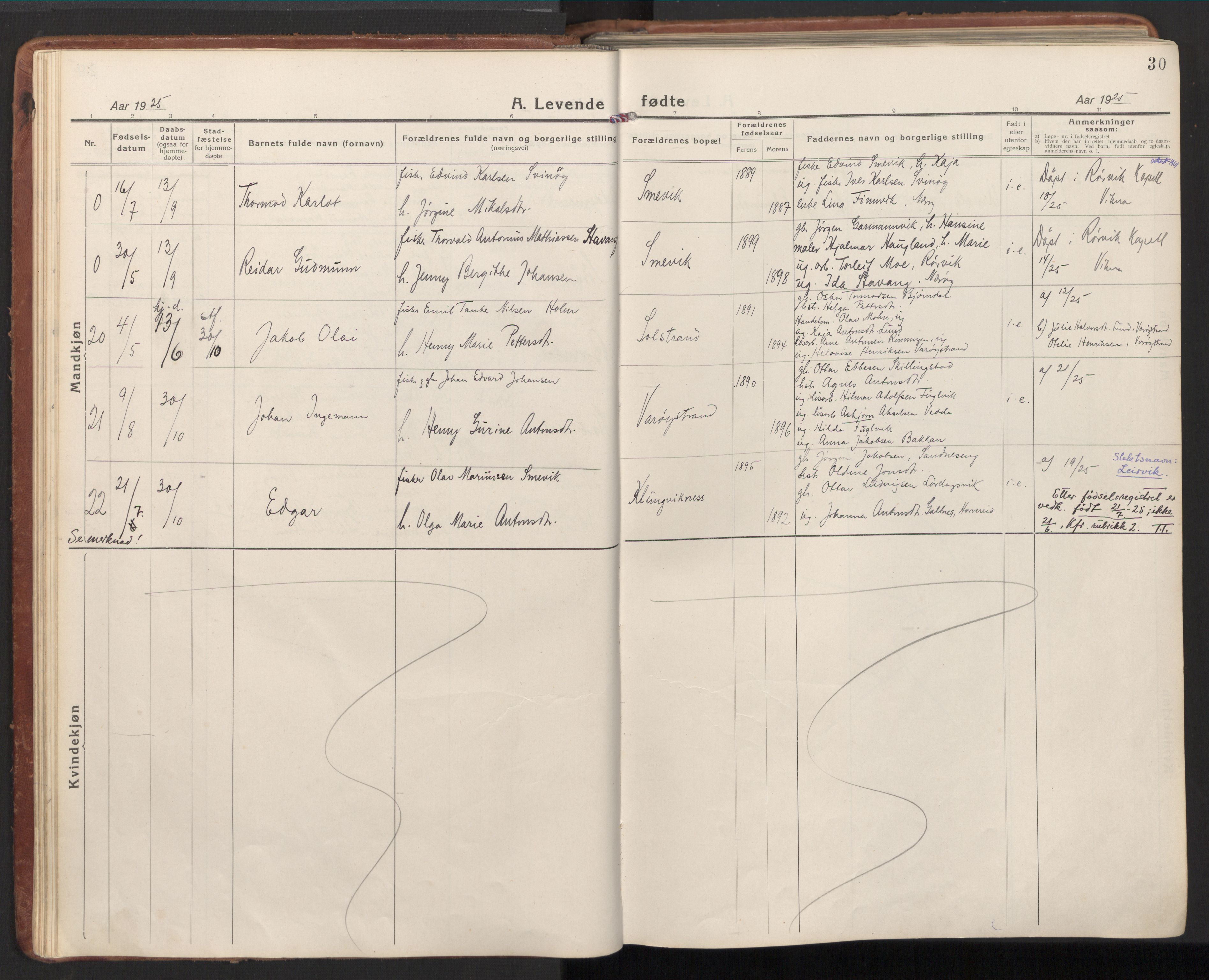 Ministerialprotokoller, klokkerbøker og fødselsregistre - Nord-Trøndelag, AV/SAT-A-1458/784/L0678: Parish register (official) no. 784A13, 1921-1938, p. 30